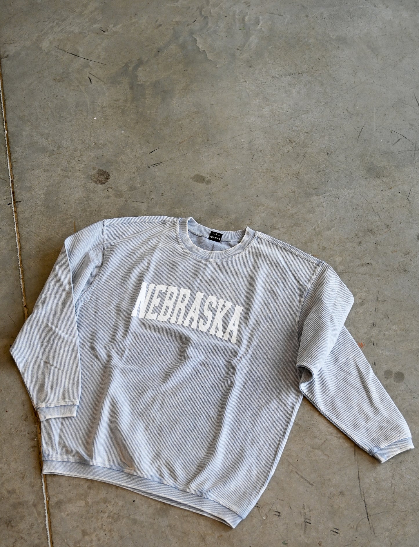 Nebraska Corded Crew - Light Blue