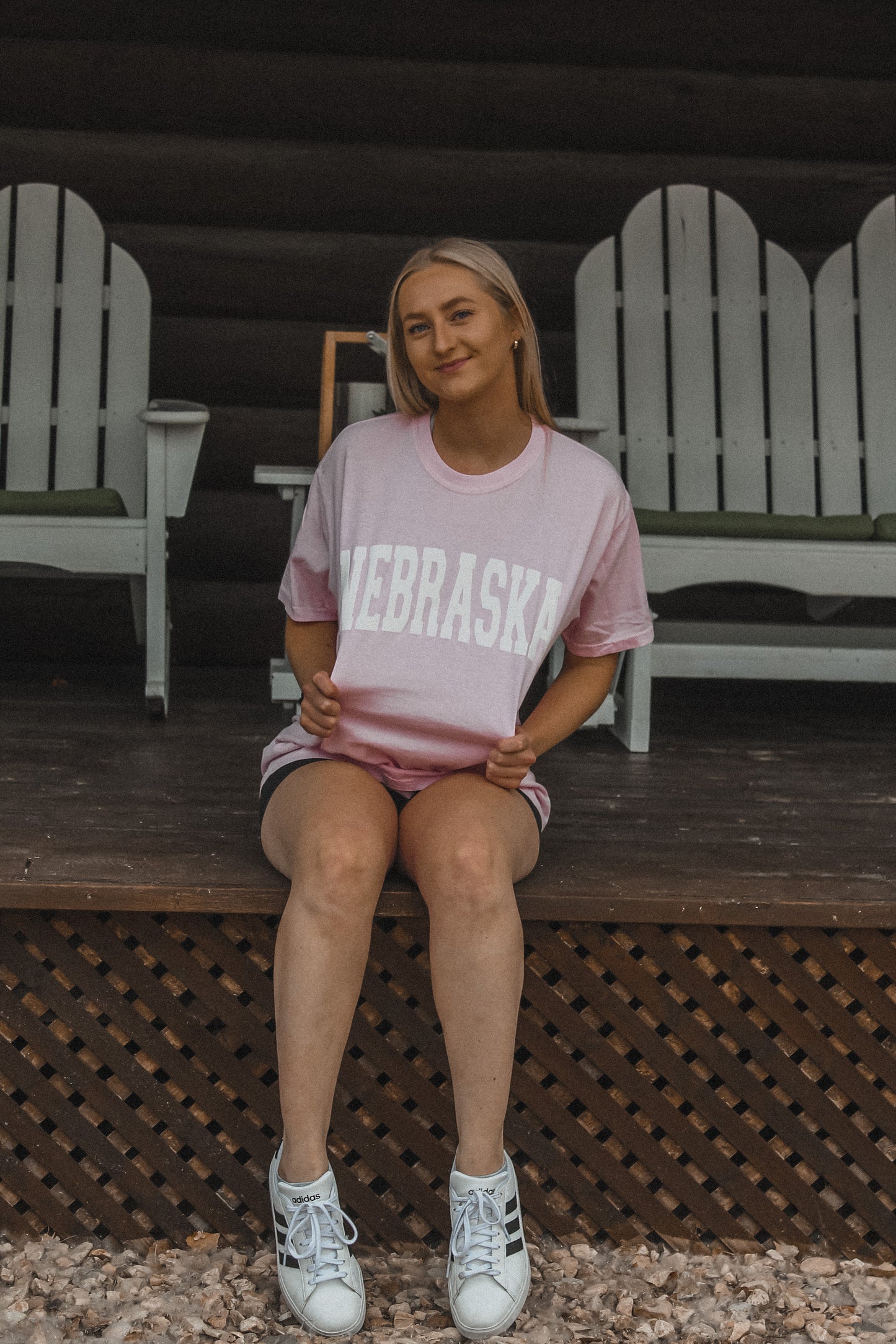 Nebraska Varsity Puff Tee - Pink