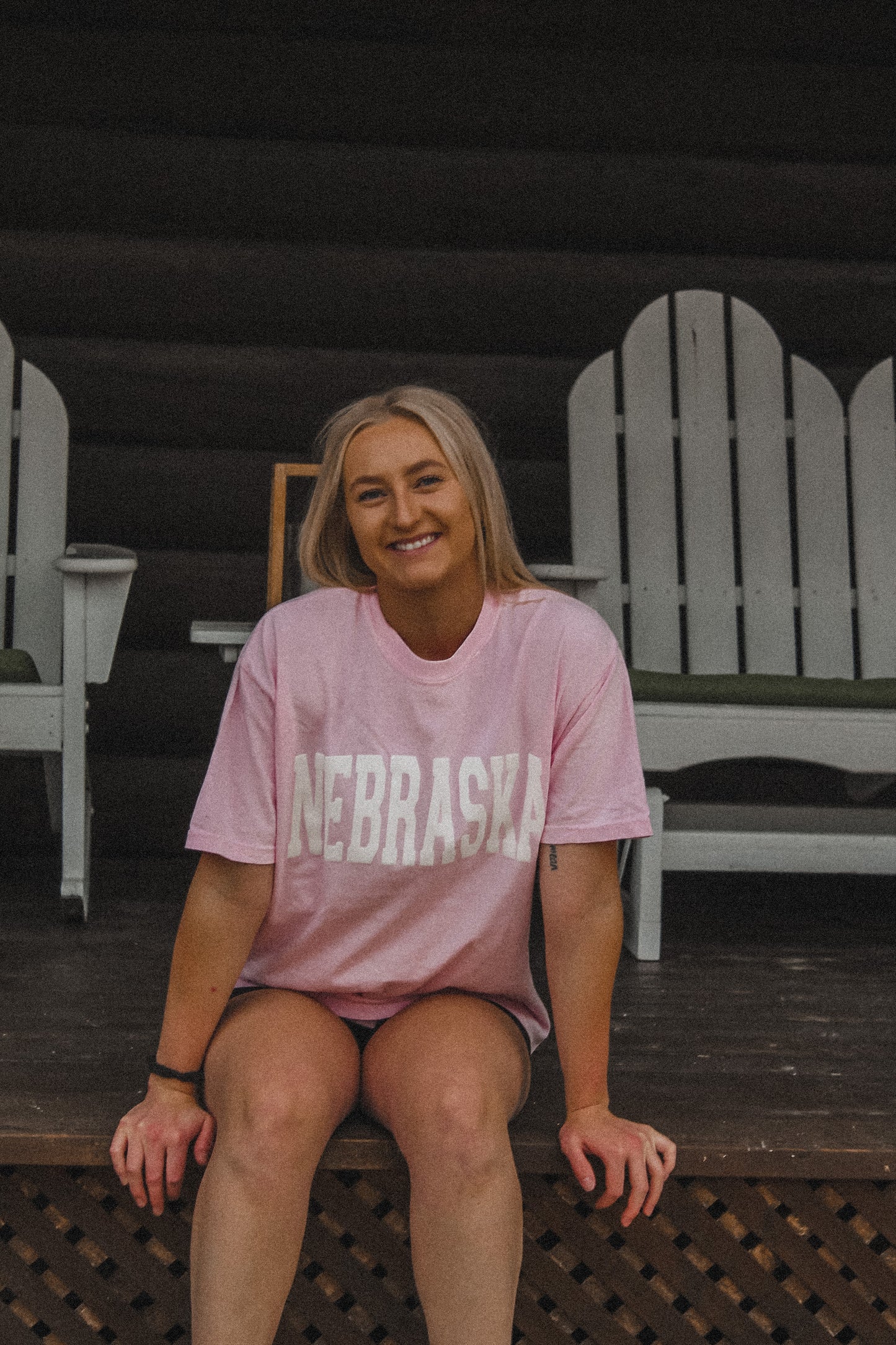 Nebraska Varsity Puff Tee - Pink