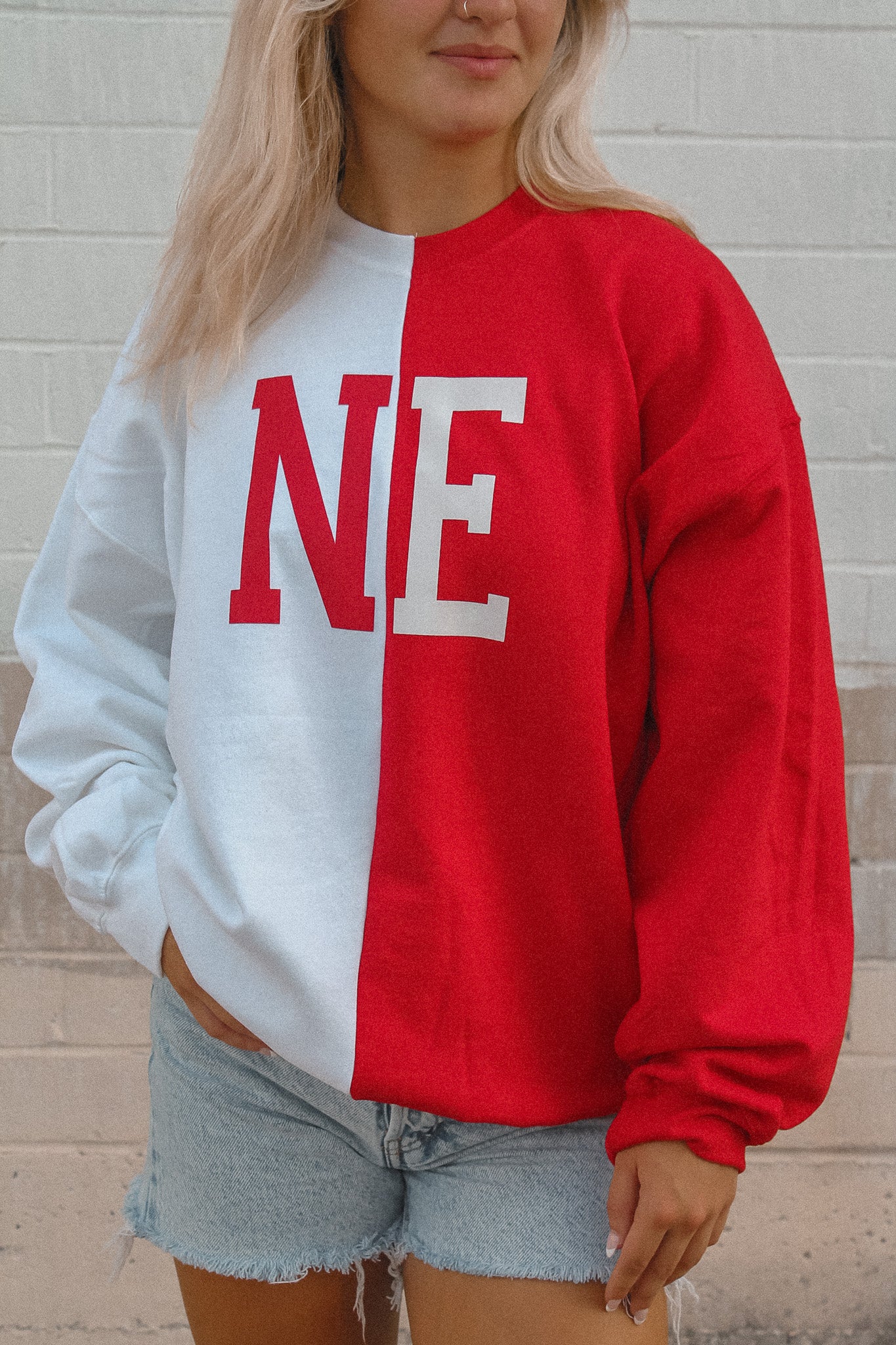 NE Half and Half Crew - Red