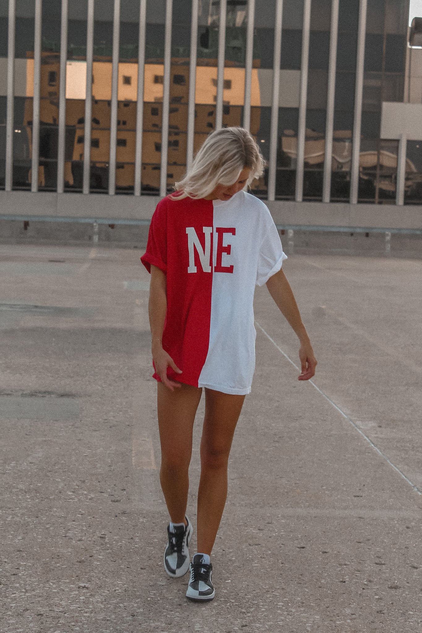 NE Half and Half Tee - Red