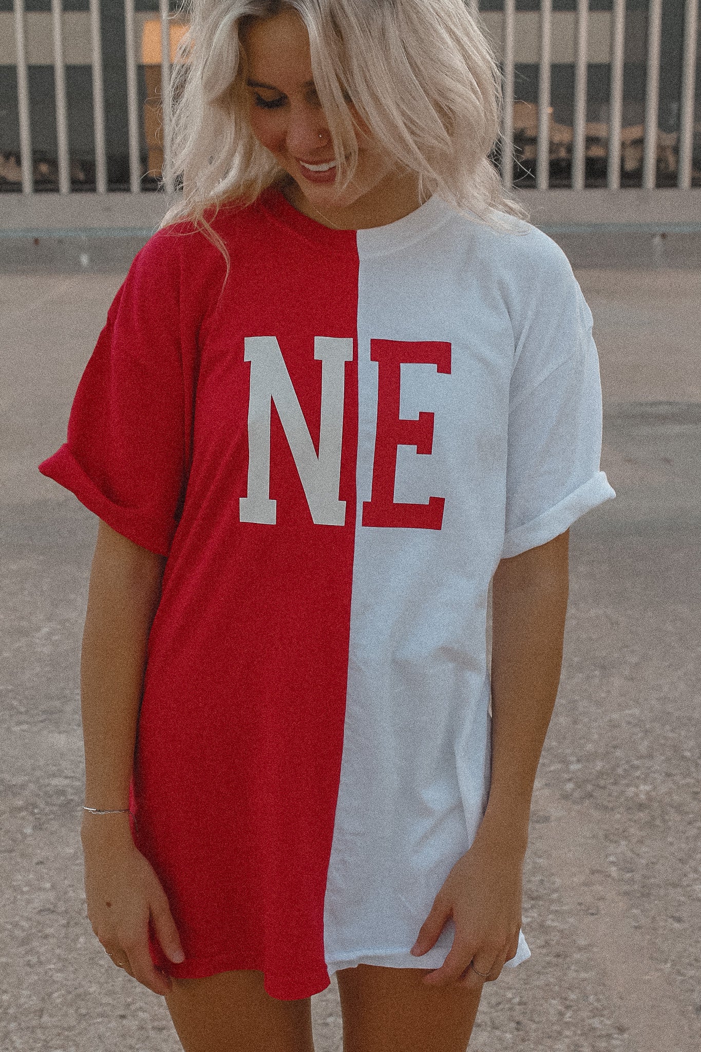 NE Half and Half Tee - Red