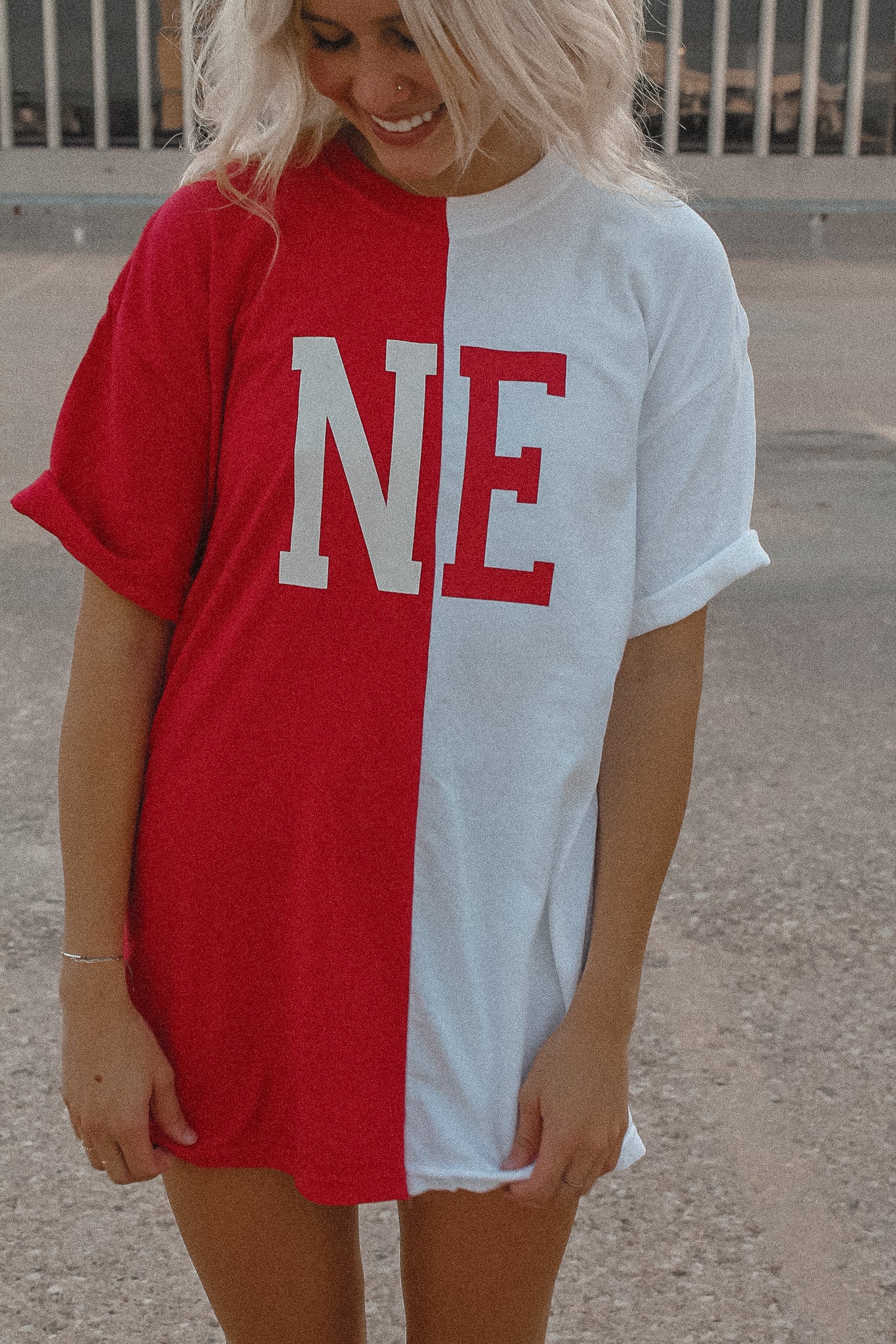 NE Half and Half Tee - Red