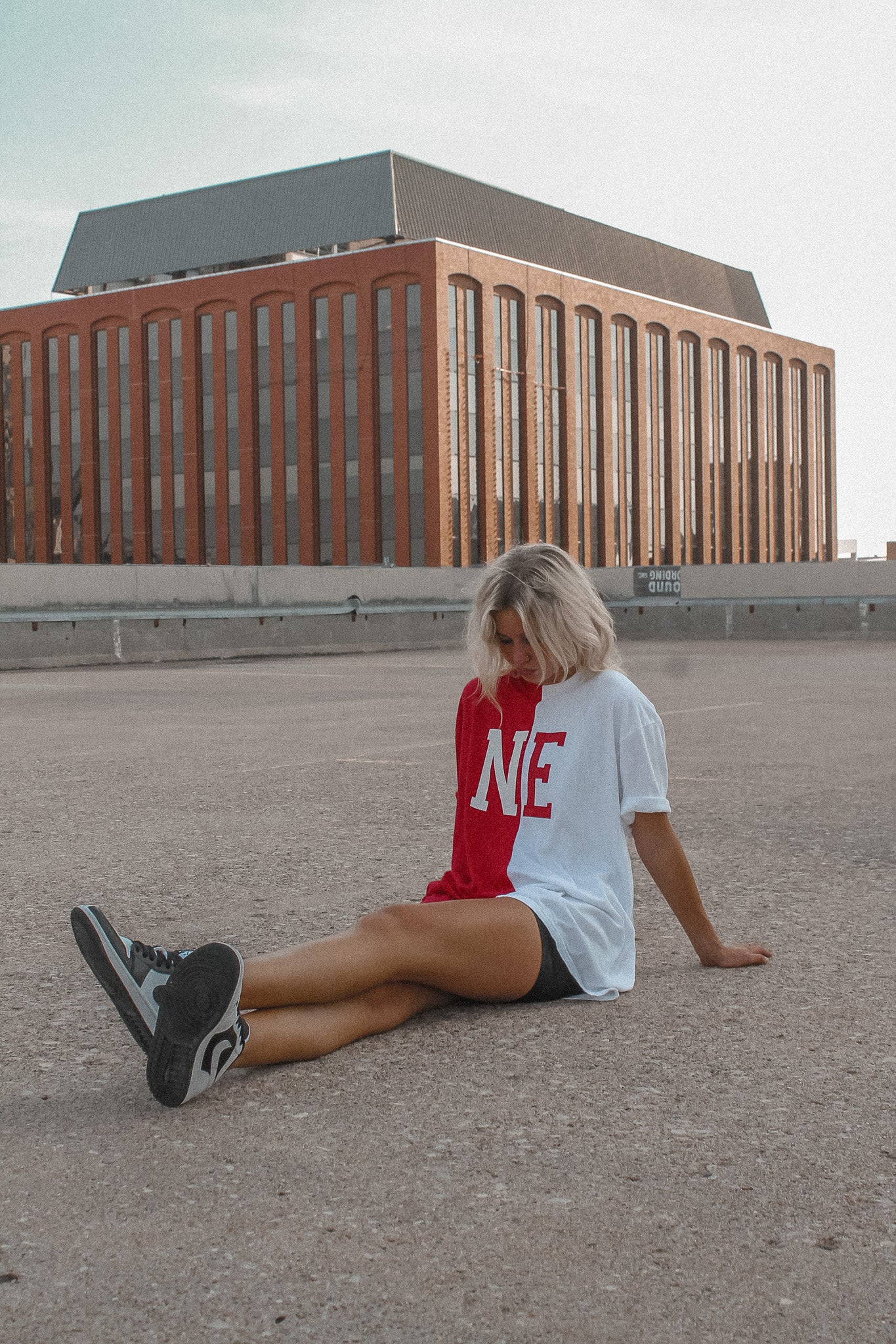 NE Half and Half Tee - Red