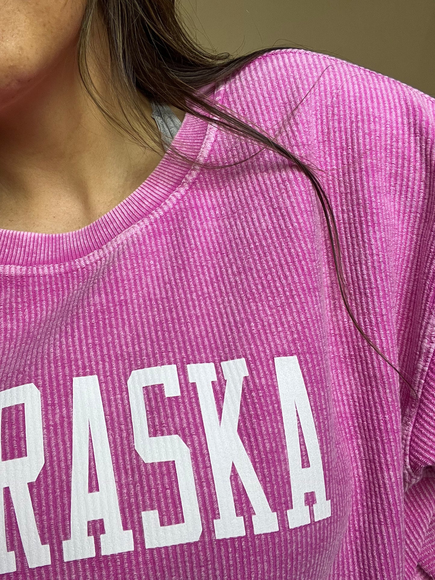 Nebraska Corded Crew - Pink