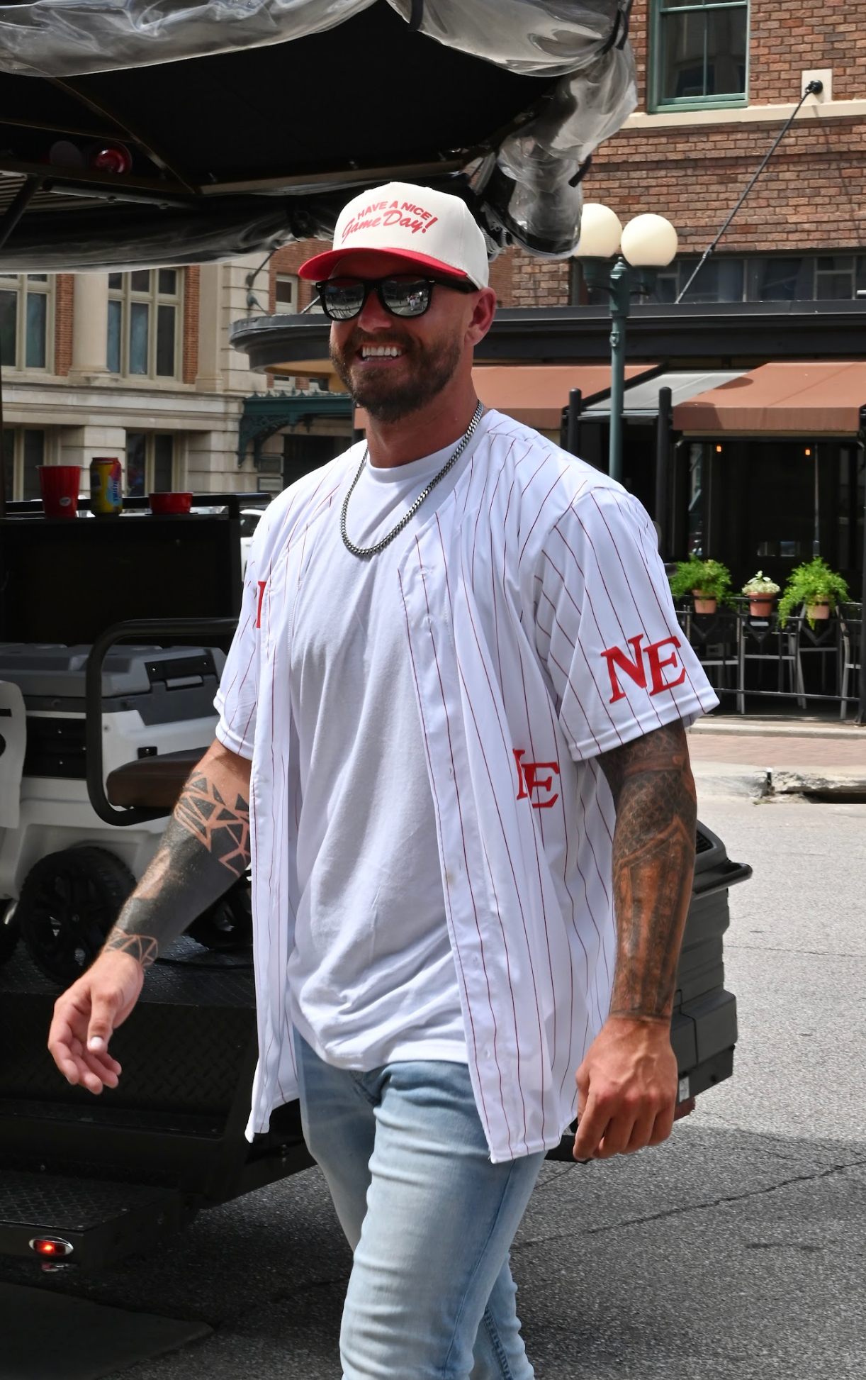 NE Pinstripe Jersey - Red