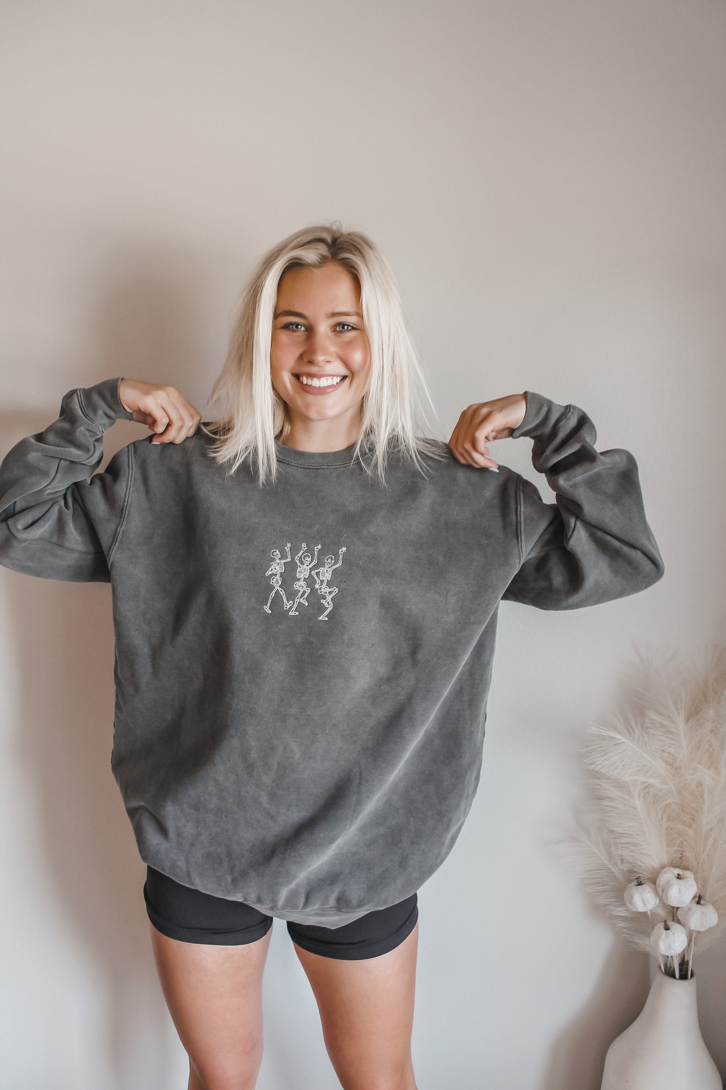 Embroidered Dancing Skeletons Crew