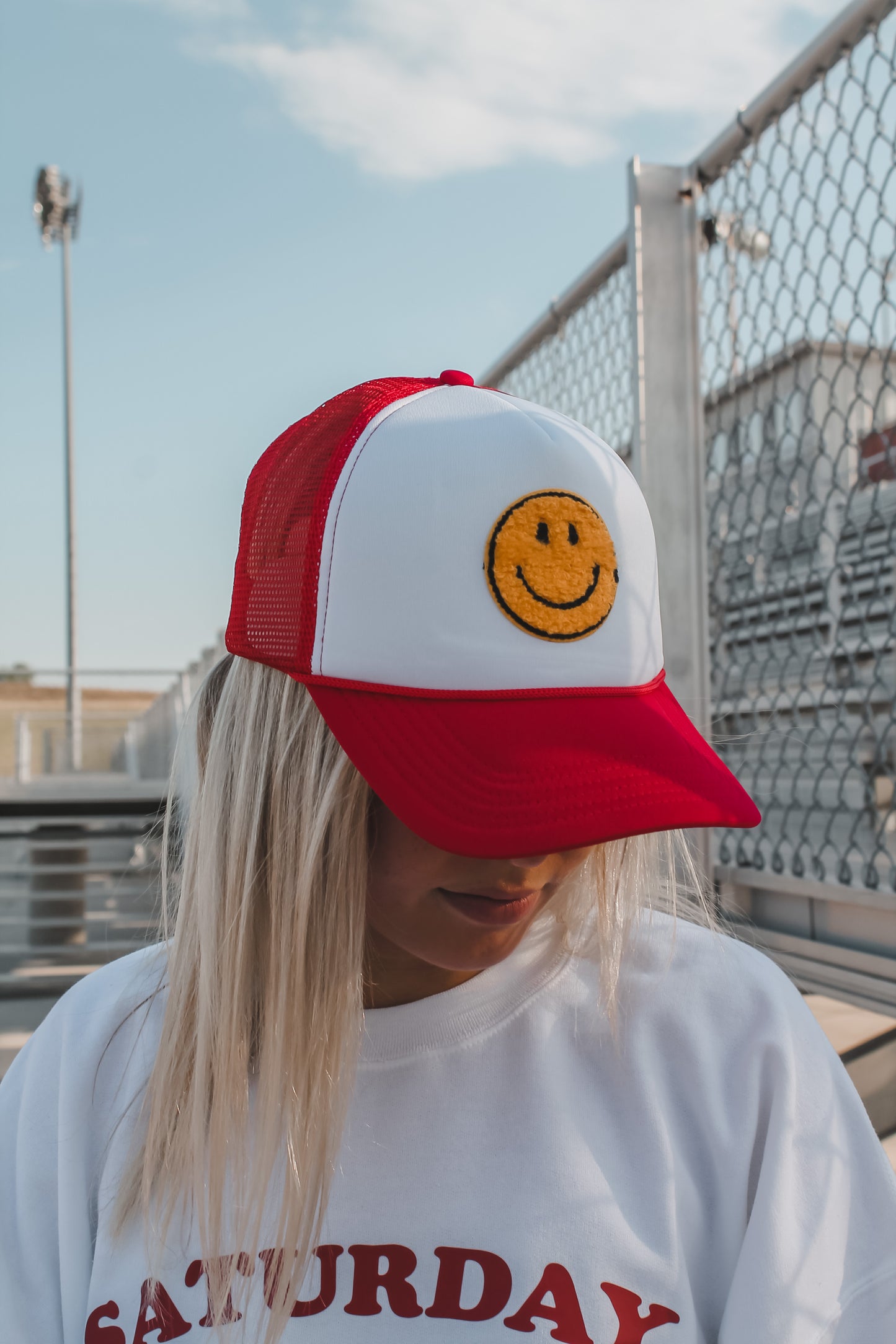 Smiley Trucker Hat - Red