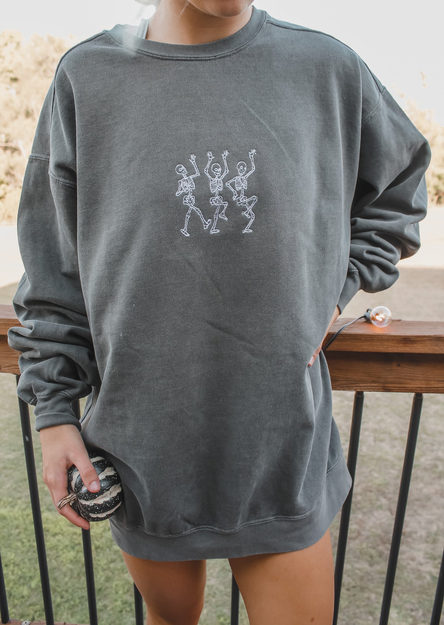 Embroidered Dancing Skeletons Crew