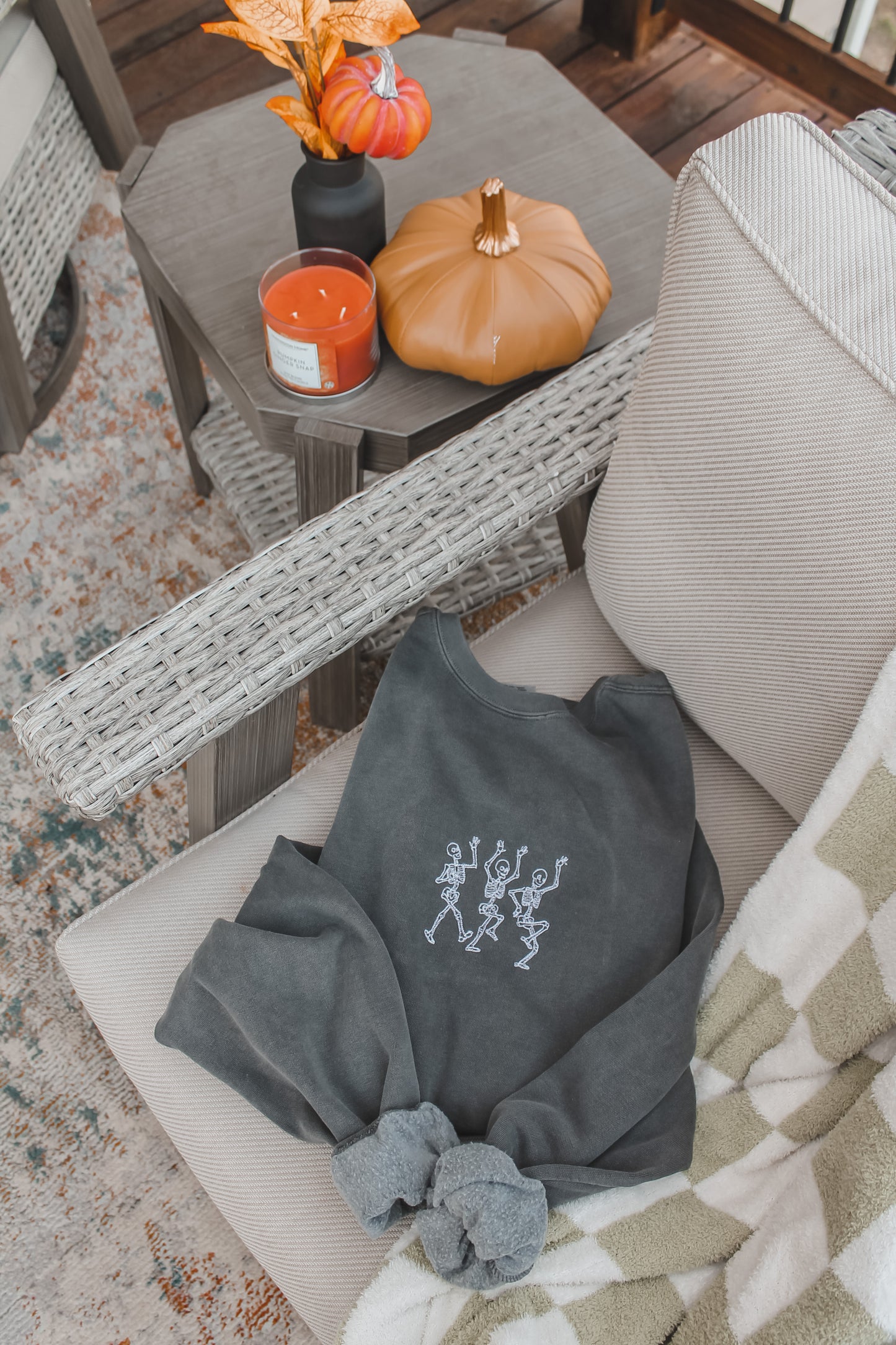 Embroidered Dancing Skeletons Crew