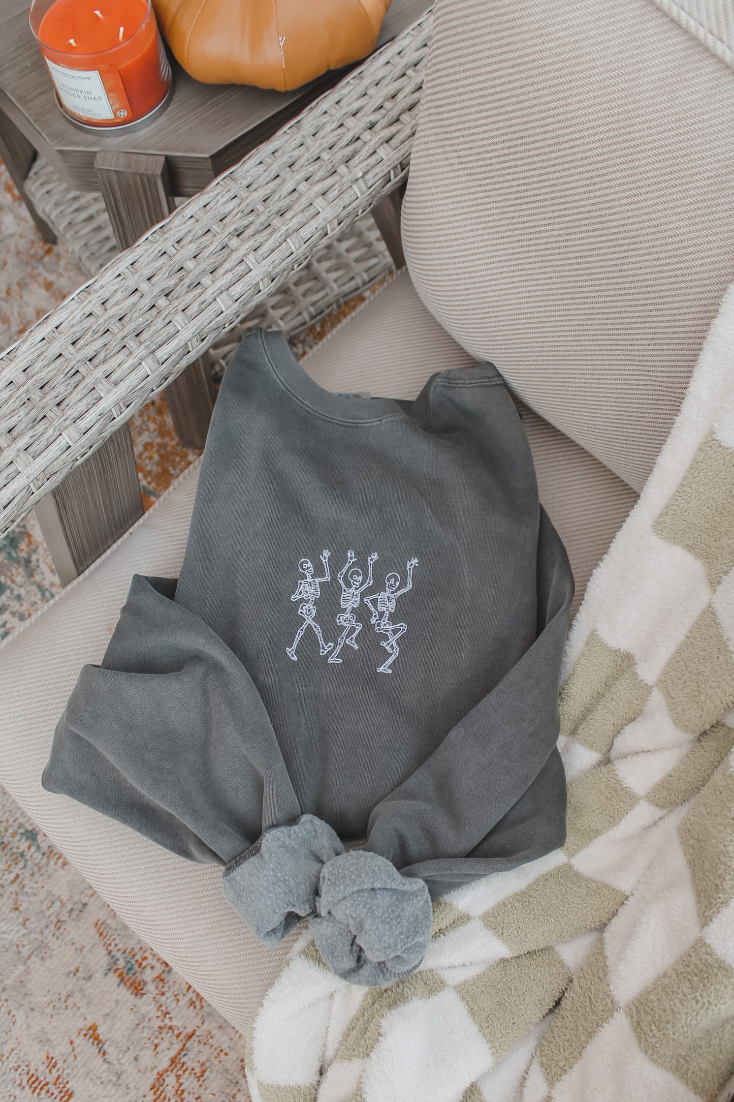 Embroidered Dancing Skeletons Crew