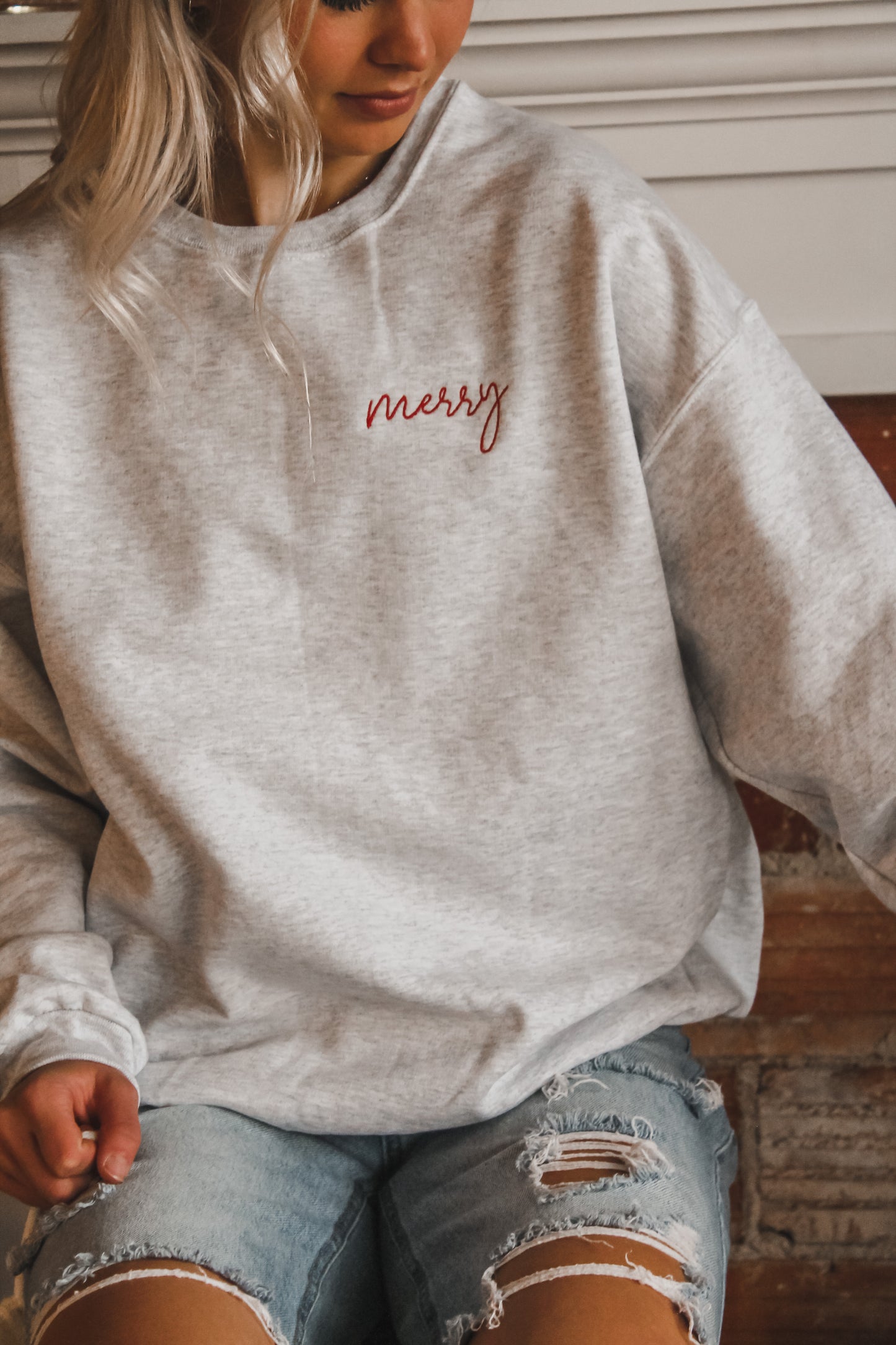Merry Embroidered Crew