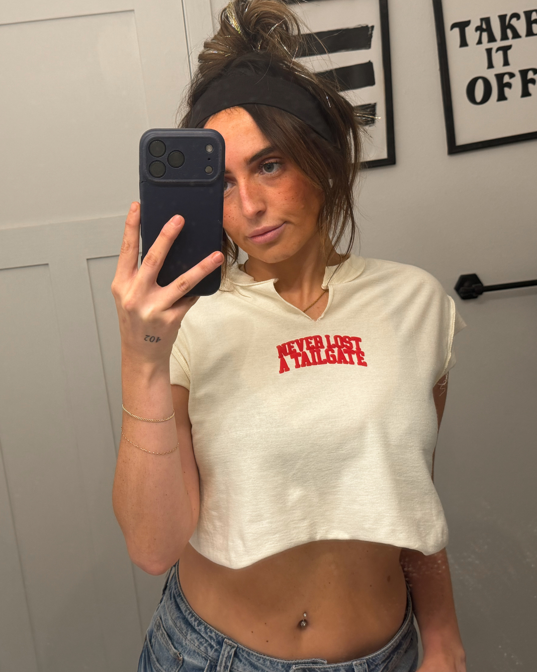 never lost a tailgate cropped muscle tee