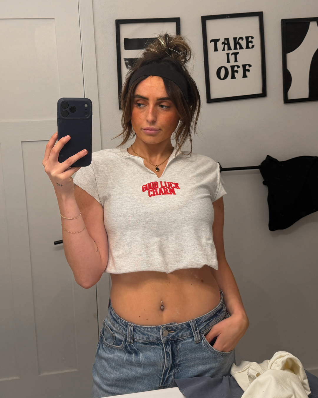 good luck charm cropped muscle tee