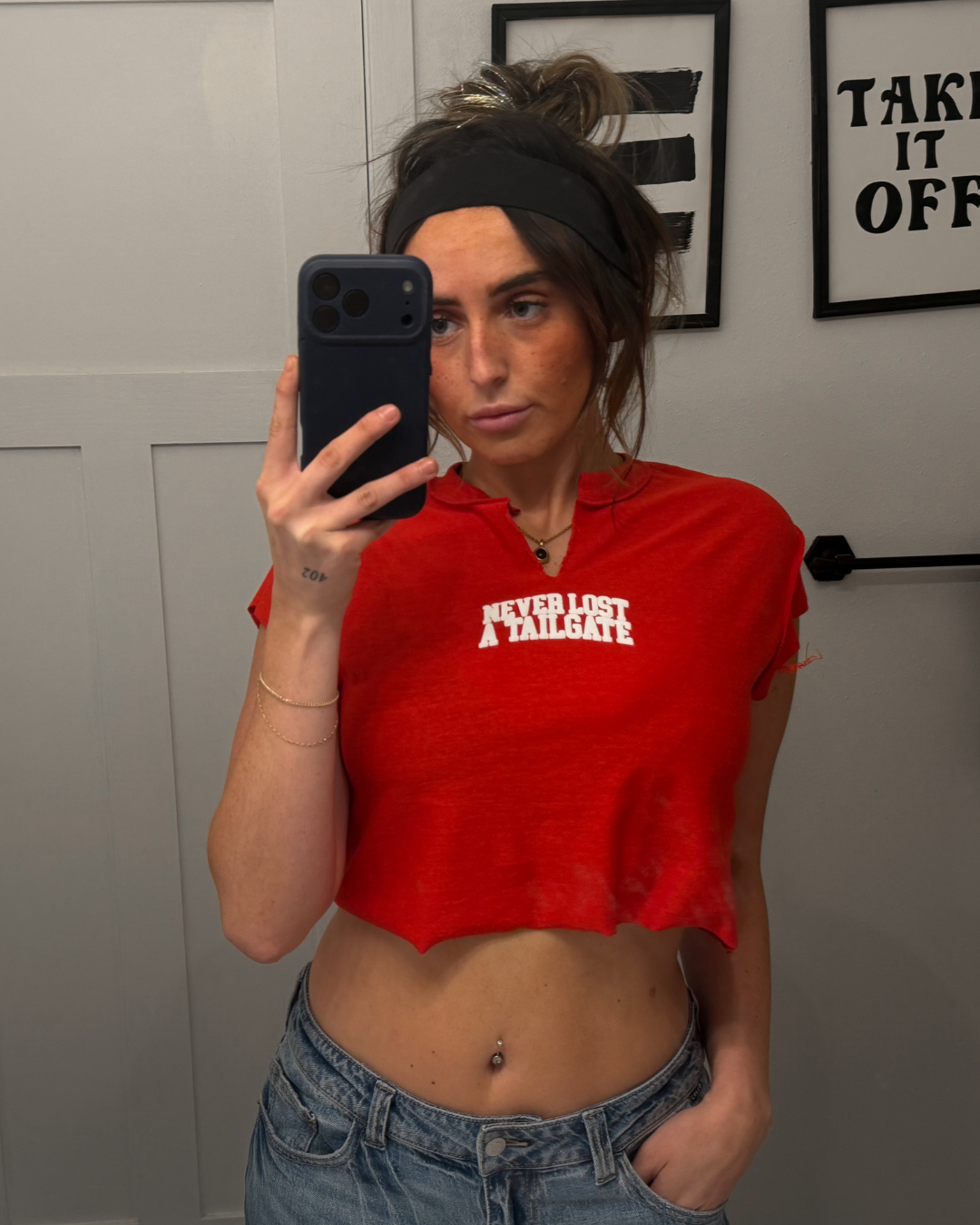 never lost a tailgate cropped muscle tee