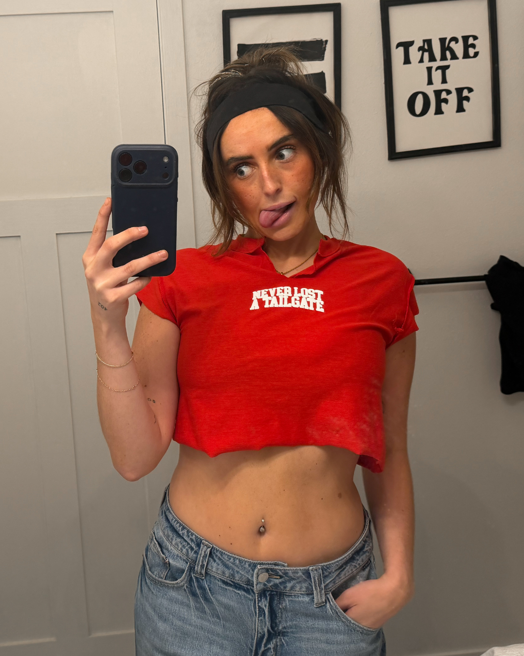 never lost a tailgate cropped muscle tee