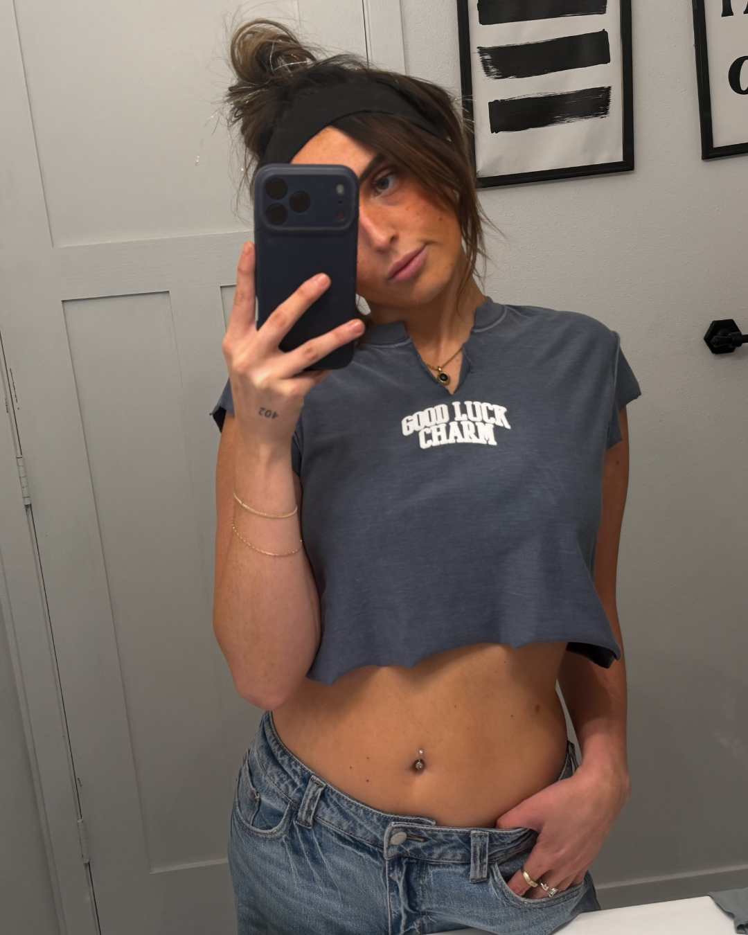 good luck charm cropped muscle tee
