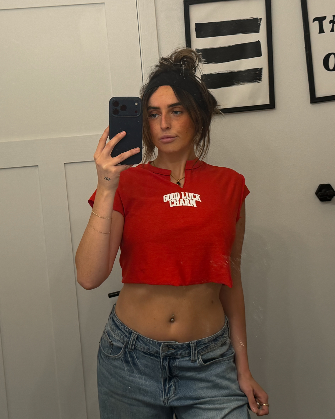 good luck charm cropped muscle tee