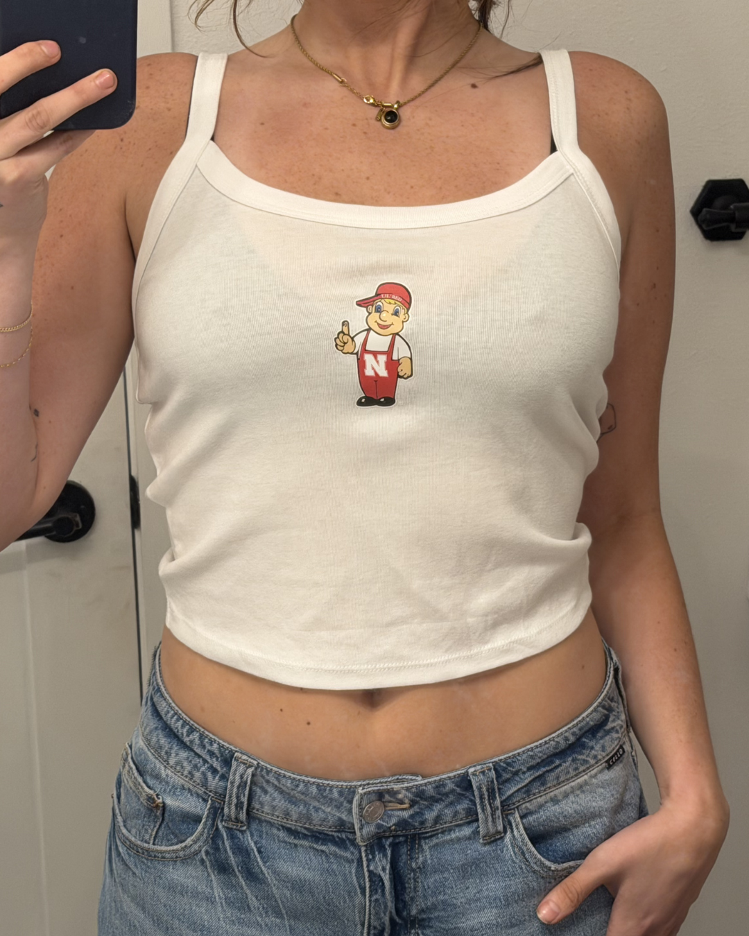 lil red spaghetti strap tank - white