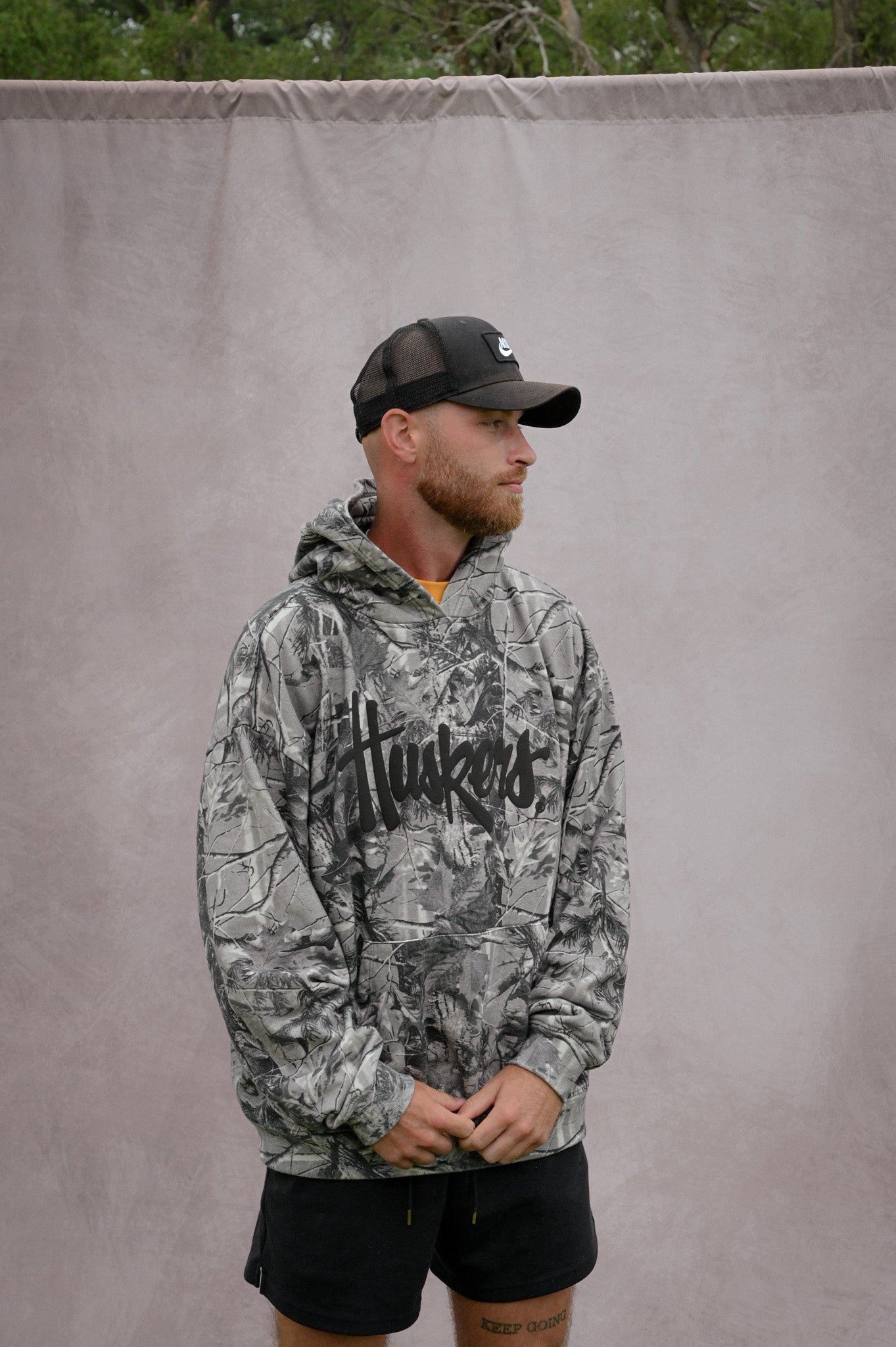 huskers grey camo hoodie