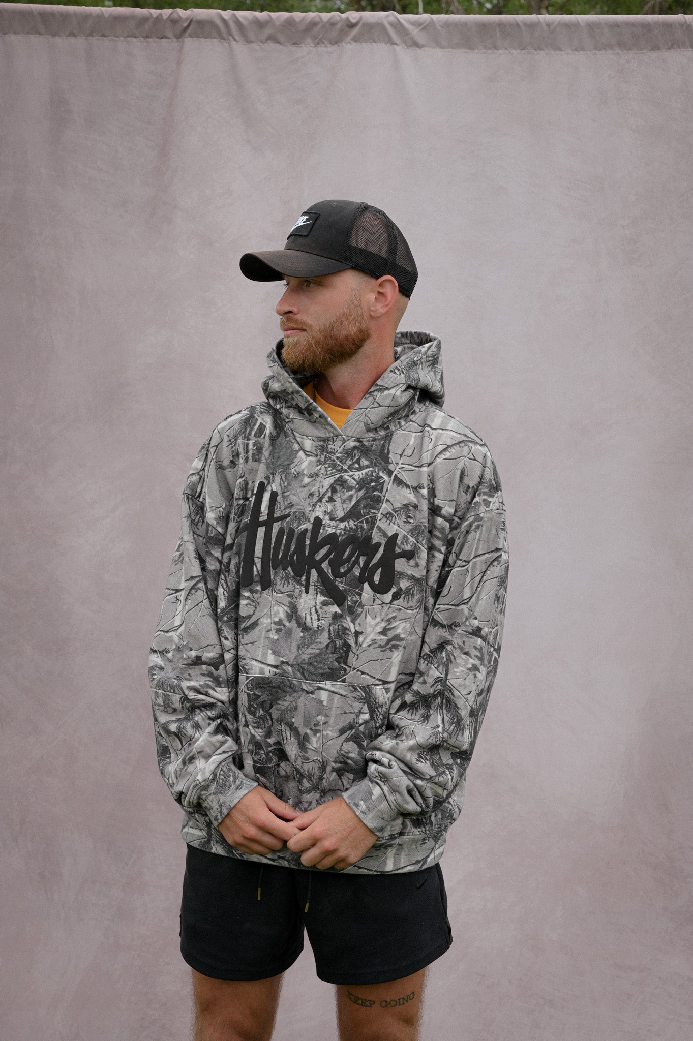 huskers grey camo hoodie