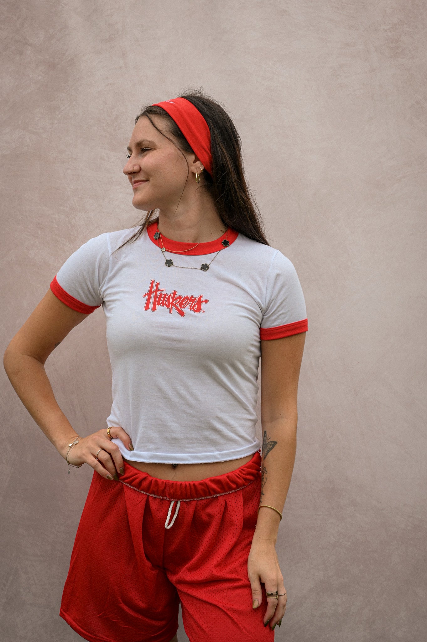 nebraska huskers colorblock baby tee