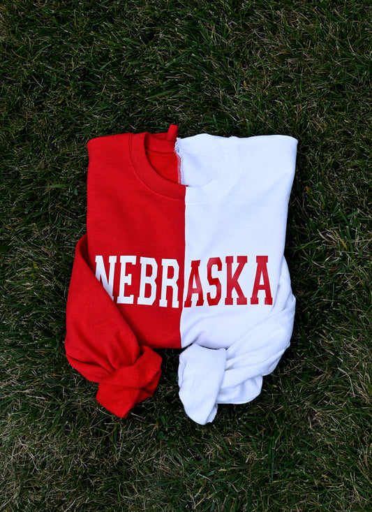 Nebraska Half and Half Crew - Red