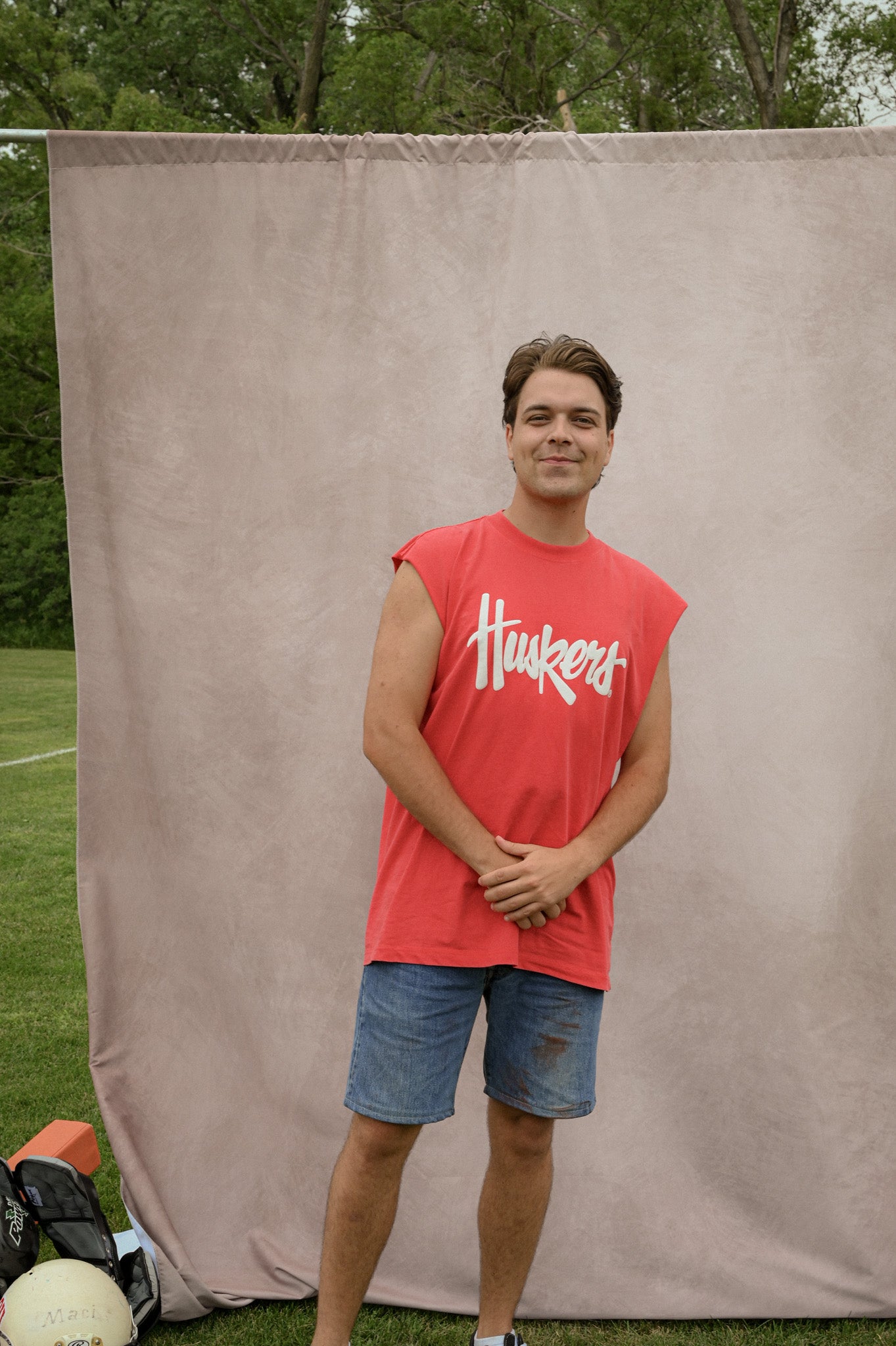 nebraska huskers red muscle tee