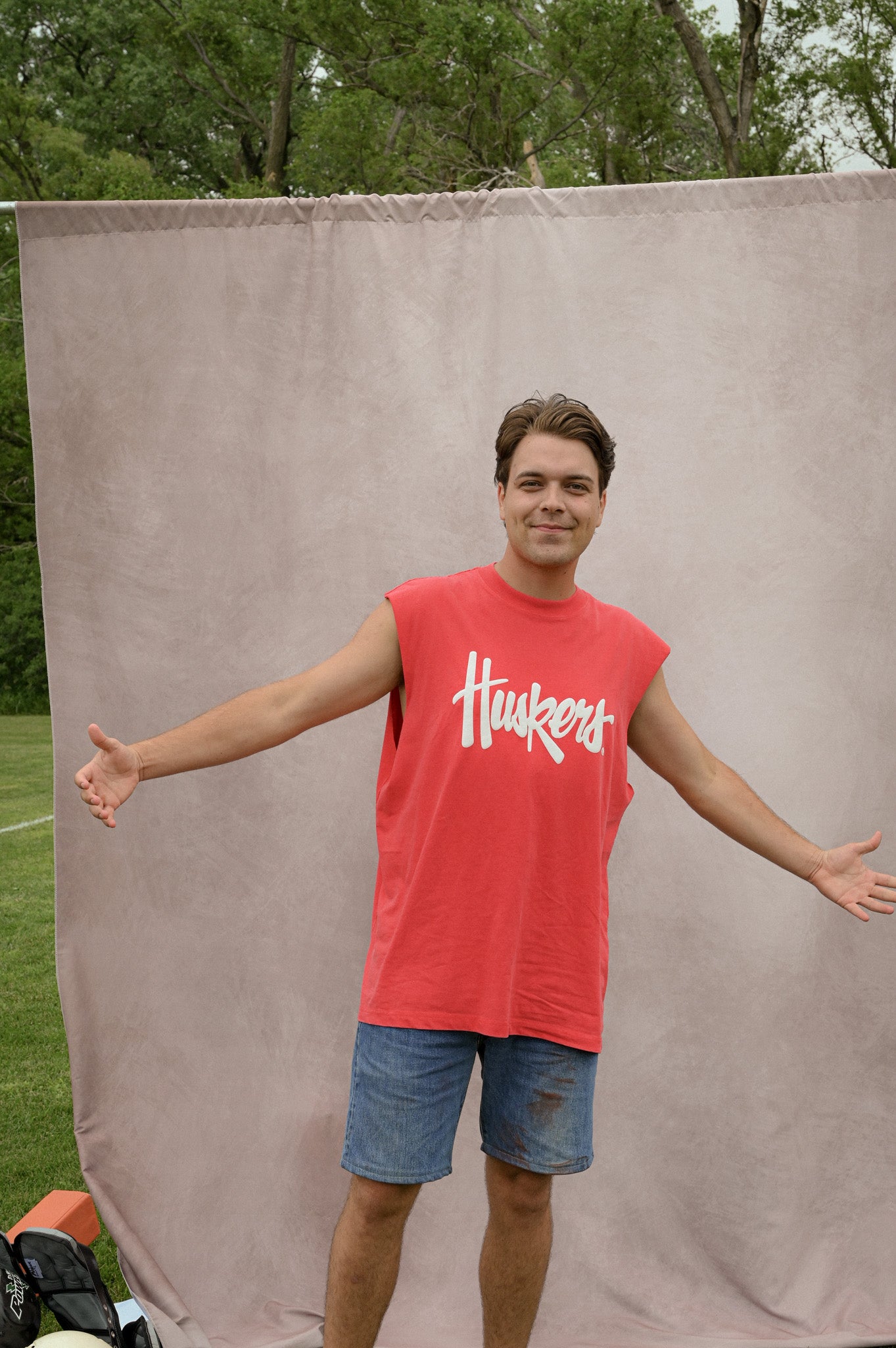 nebraska huskers red muscle tee