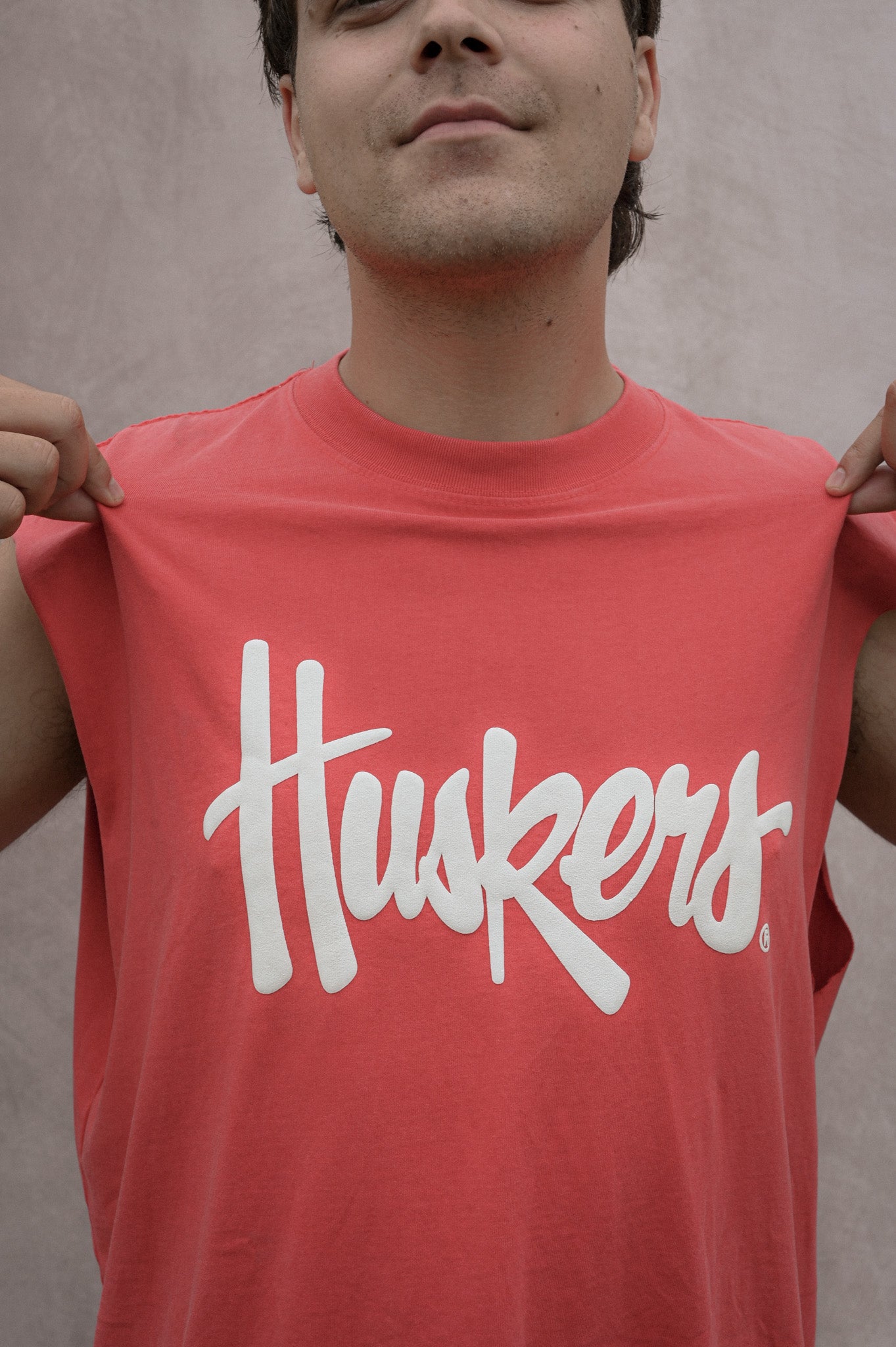 nebraska huskers red muscle tee