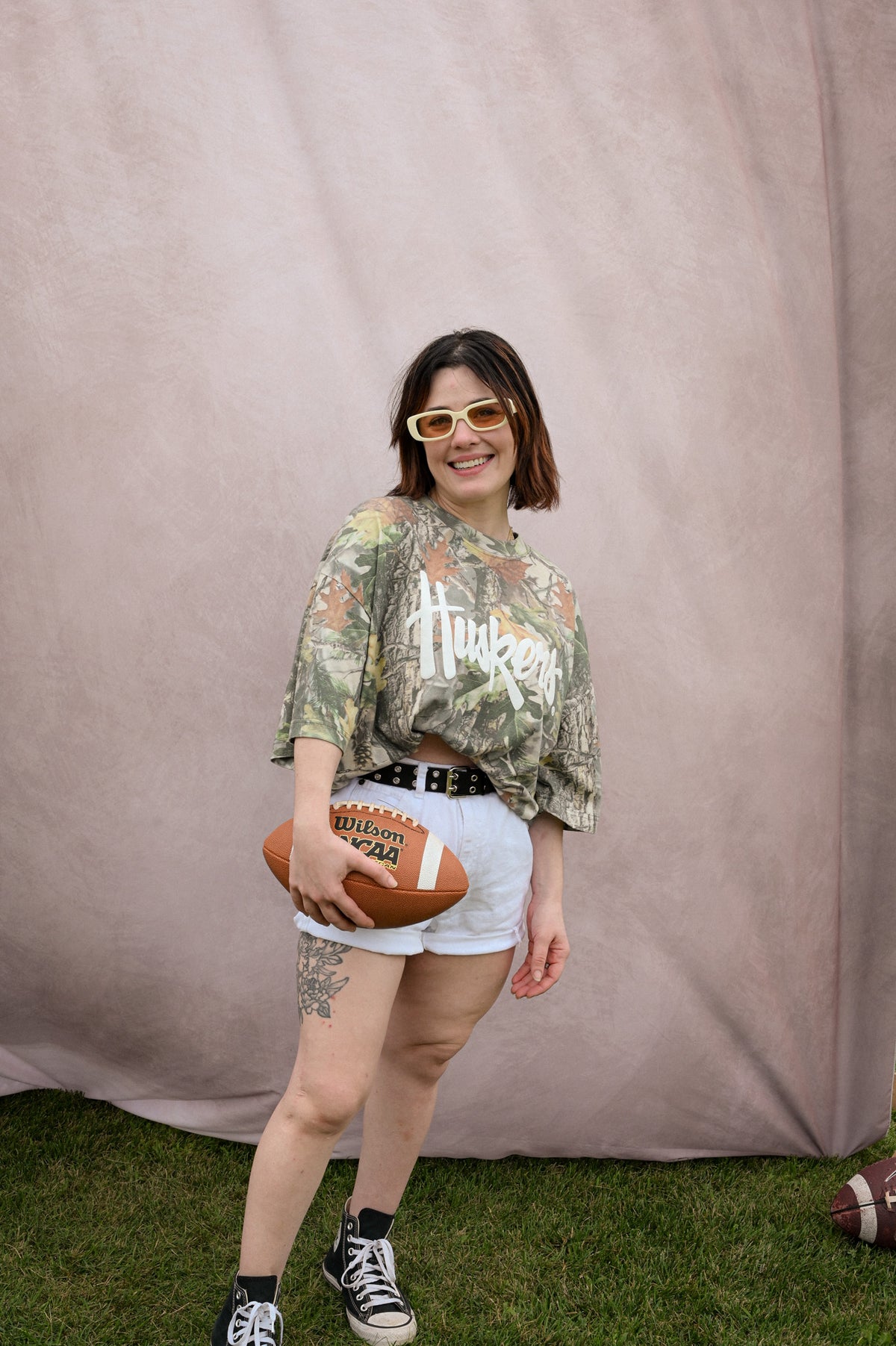 huskers green camo tee