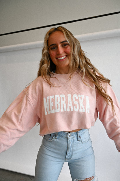 Nebraska Corded Crew - Pink