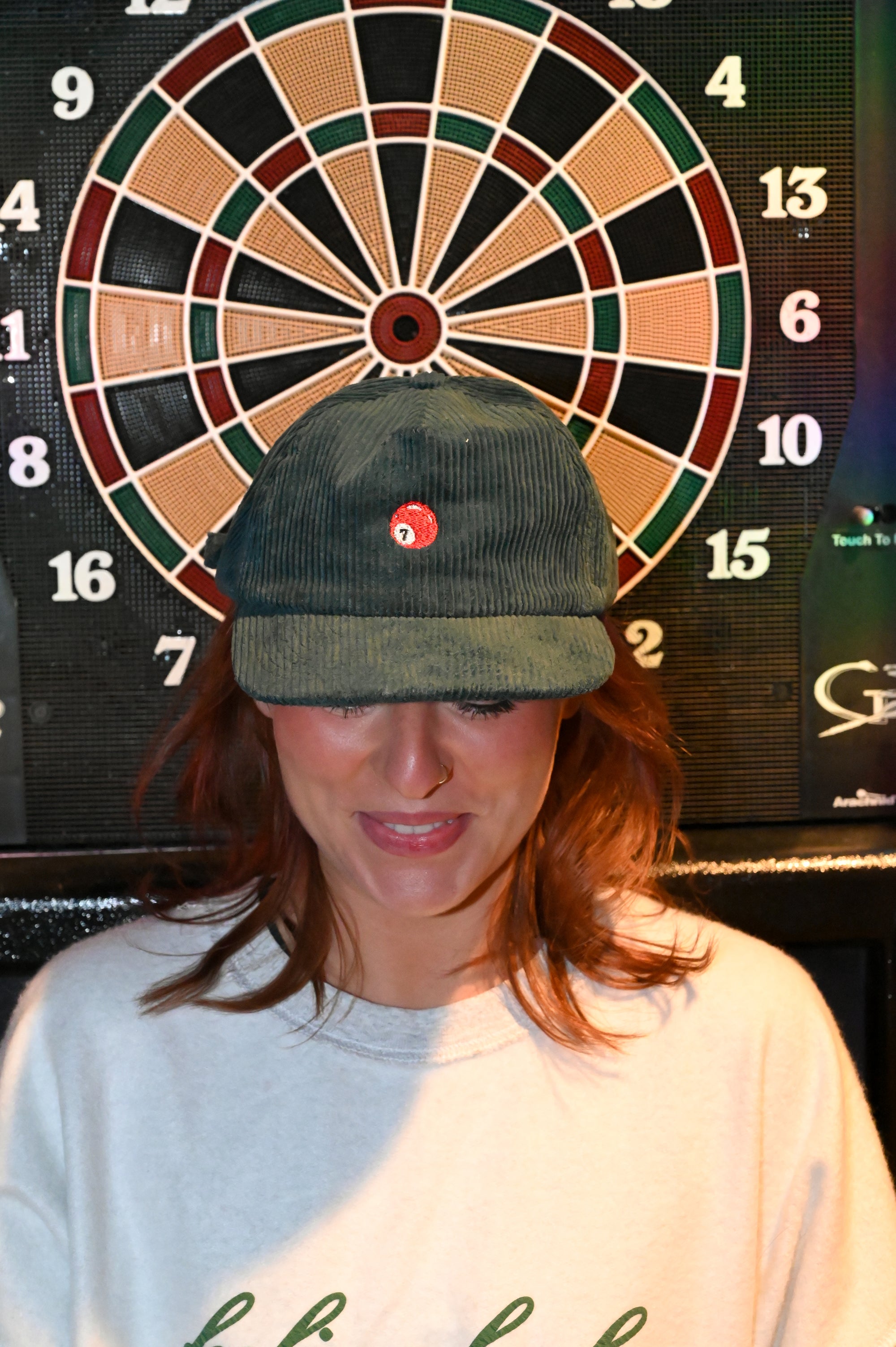 lucky 7 ball corduroy hat