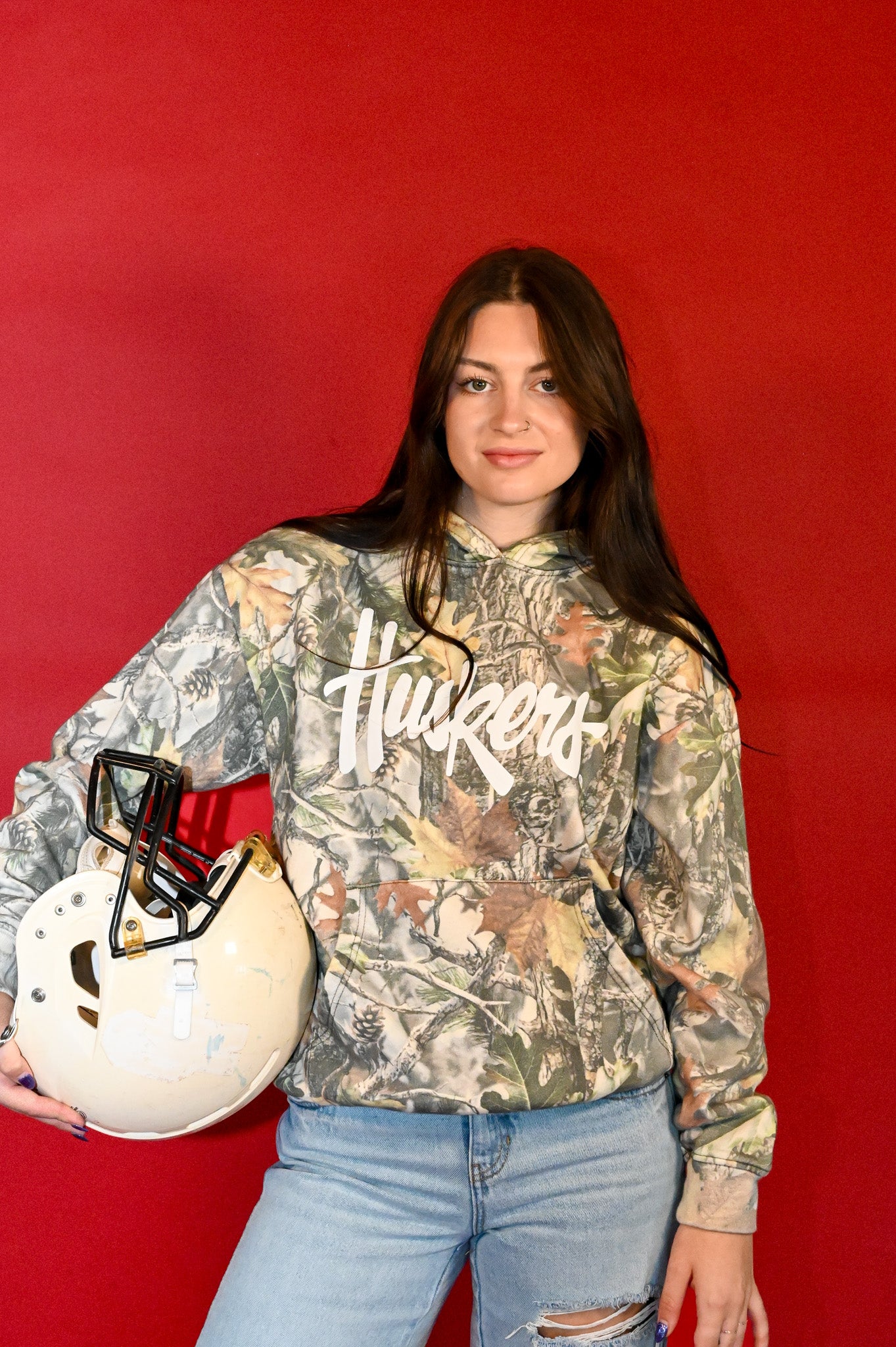 huskers green camo hoodie