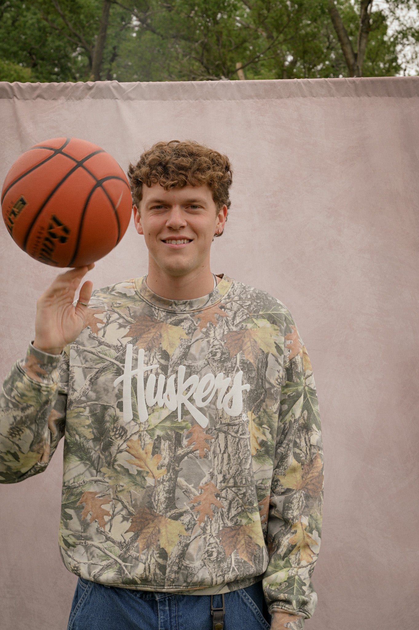 huskers green camo crewneck