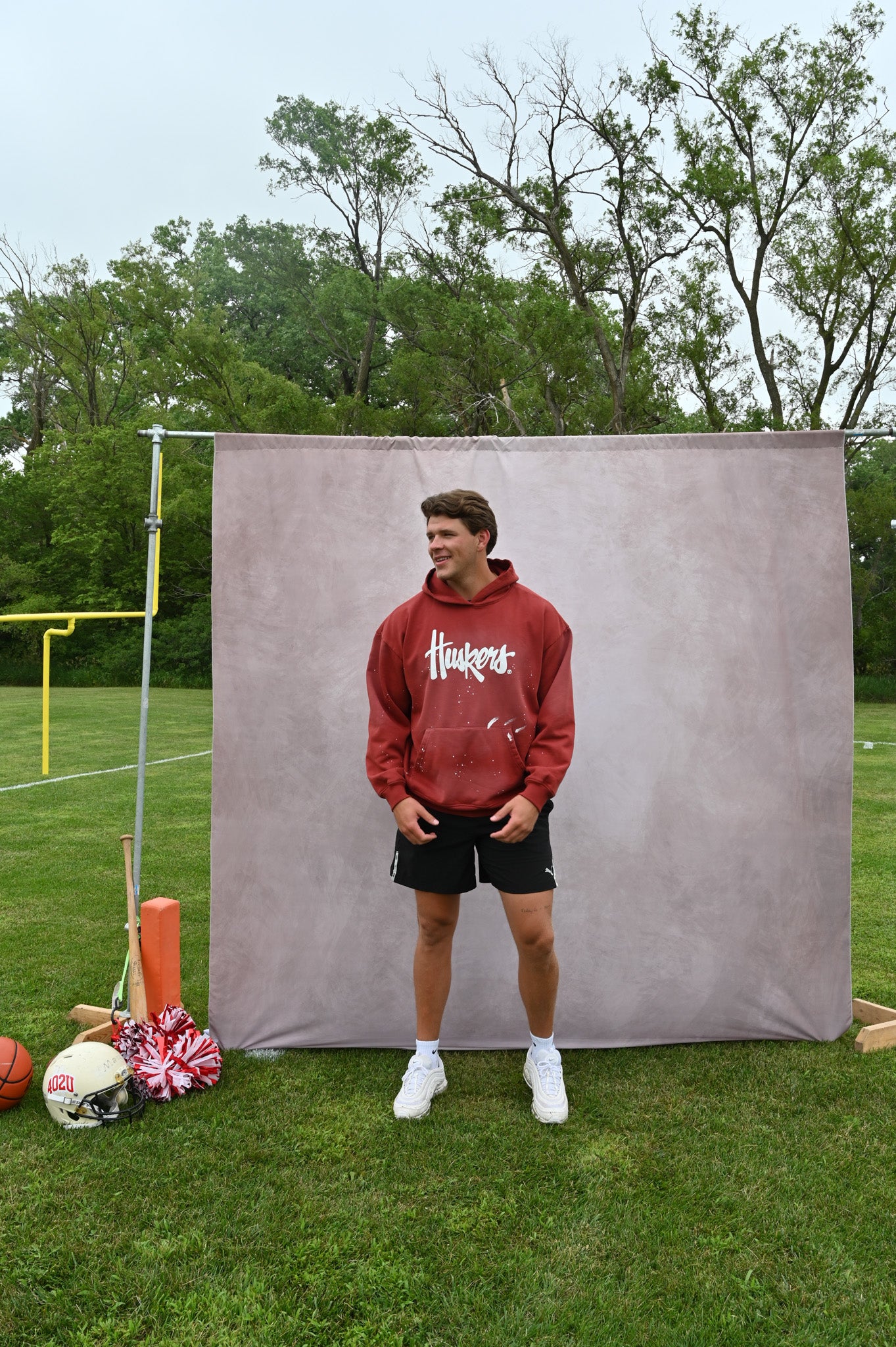 vintage painted nebraska huskers hoodie