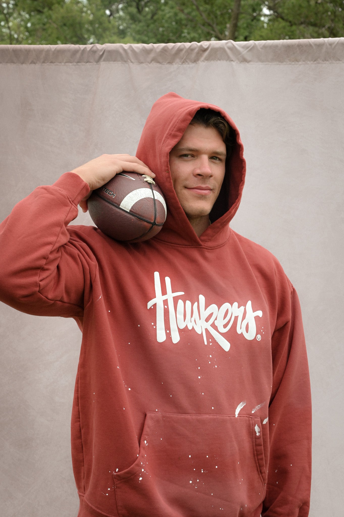 vintage painted nebraska huskers hoodie