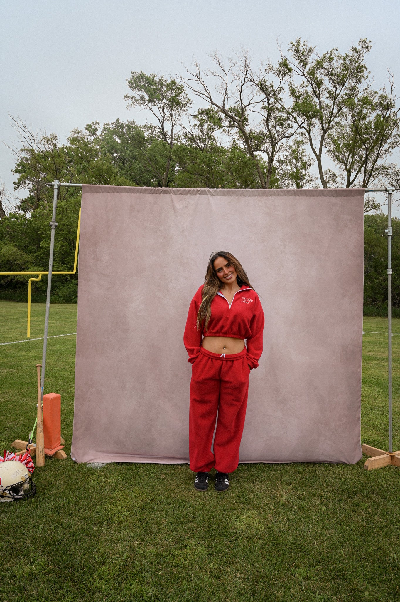 red fleece sweatpants