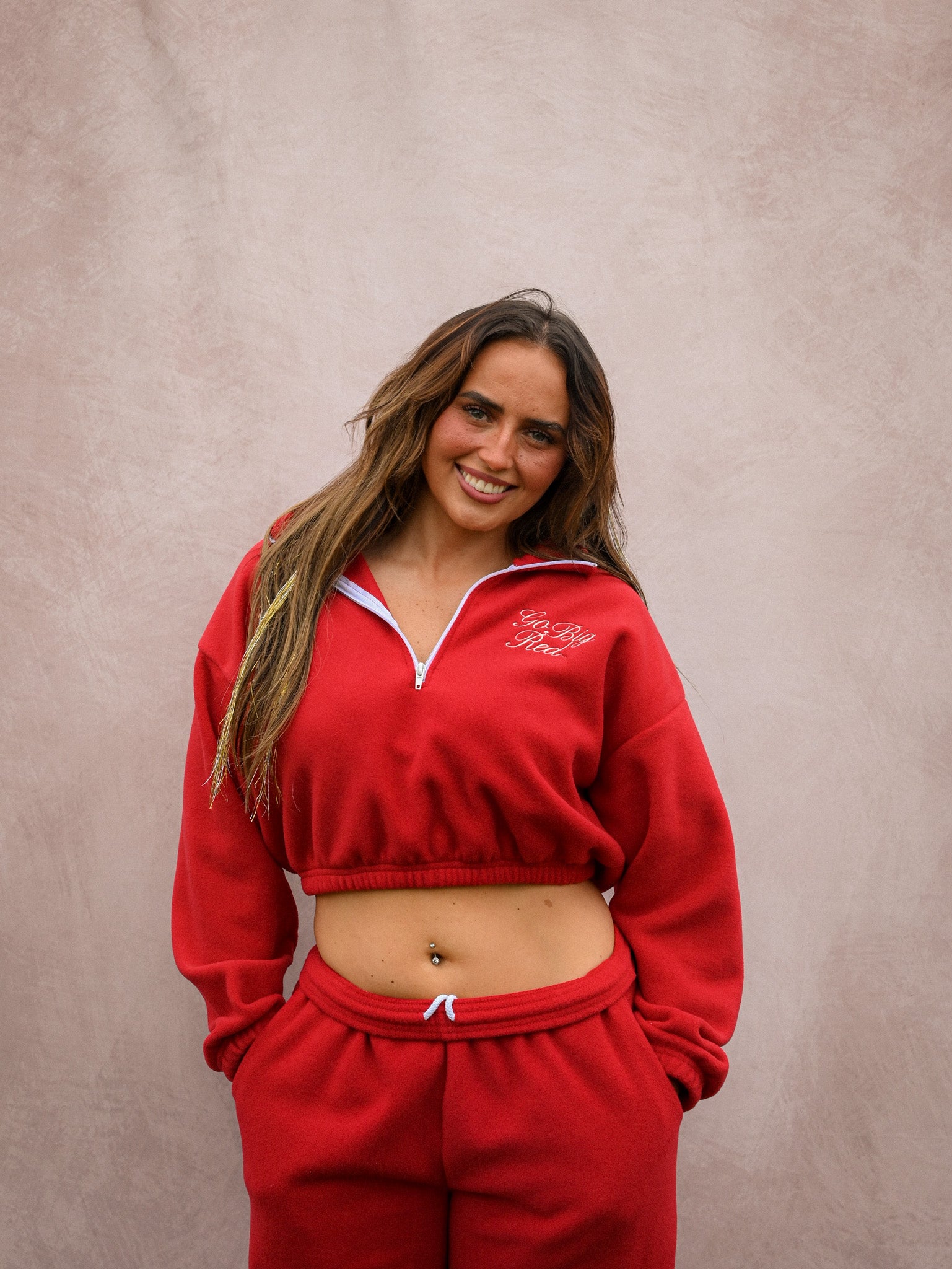 gbr fleece cropped quarter zip