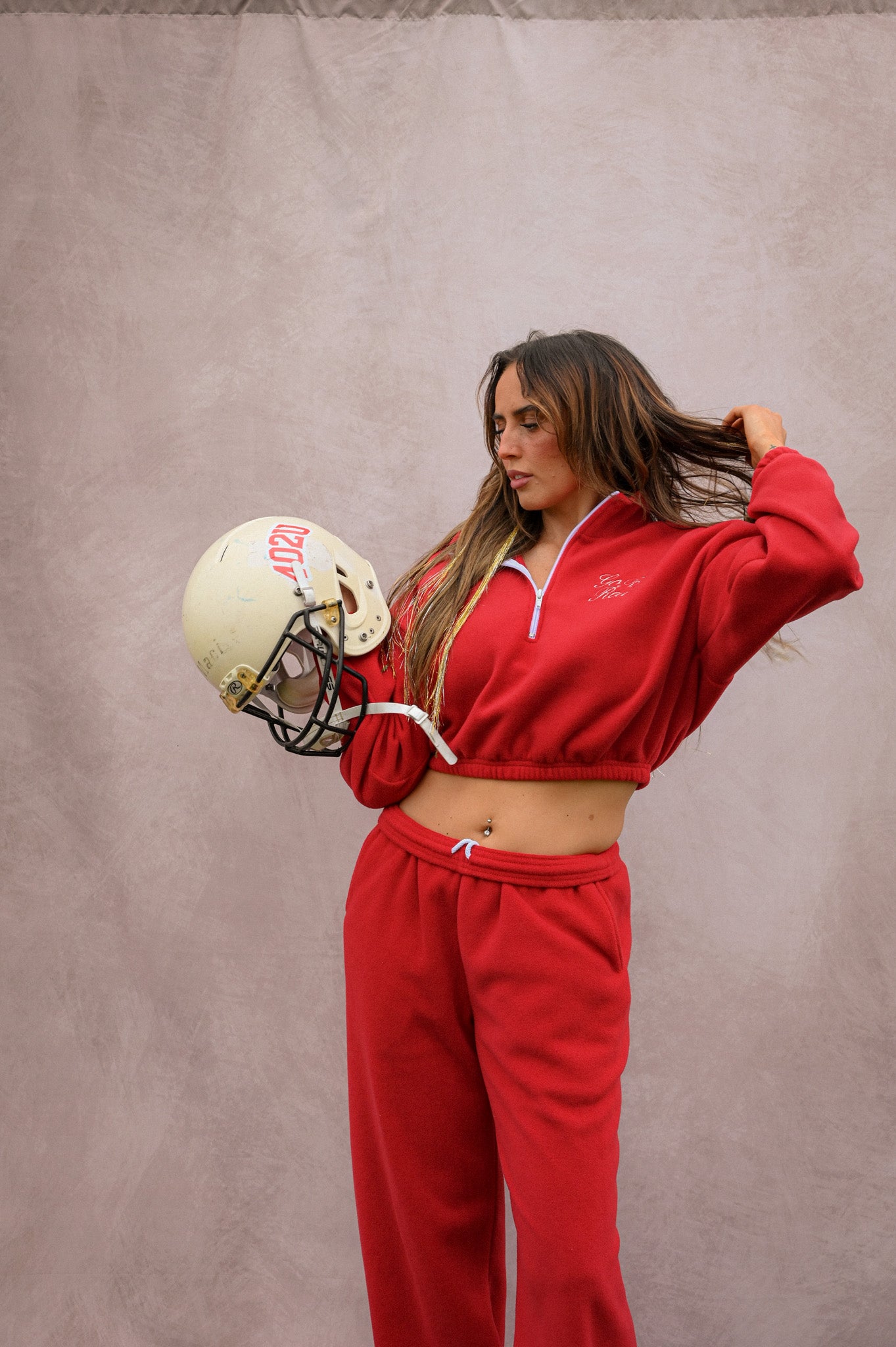 red fleece sweatpants