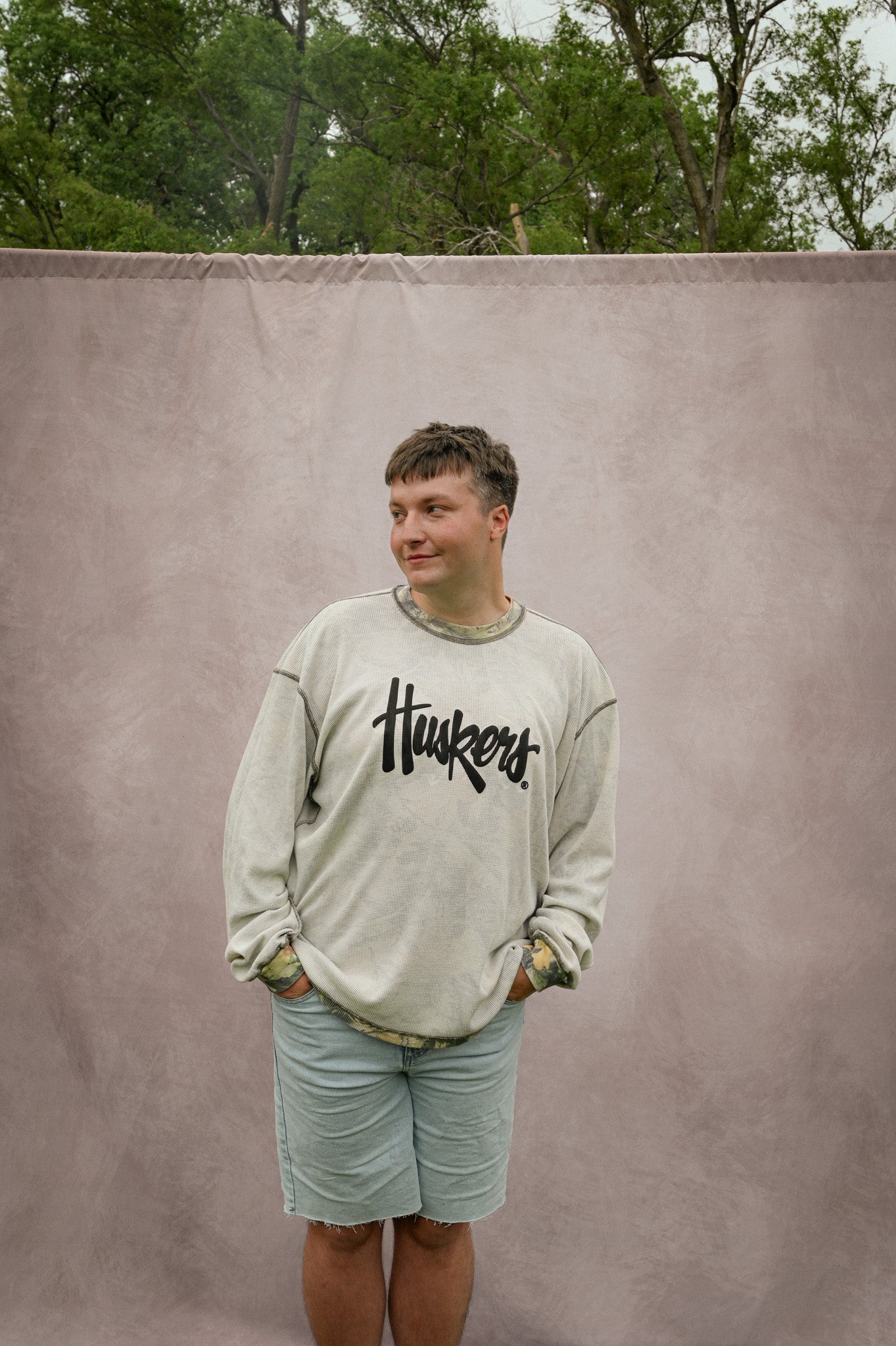 huskers camo waffle long sleeve