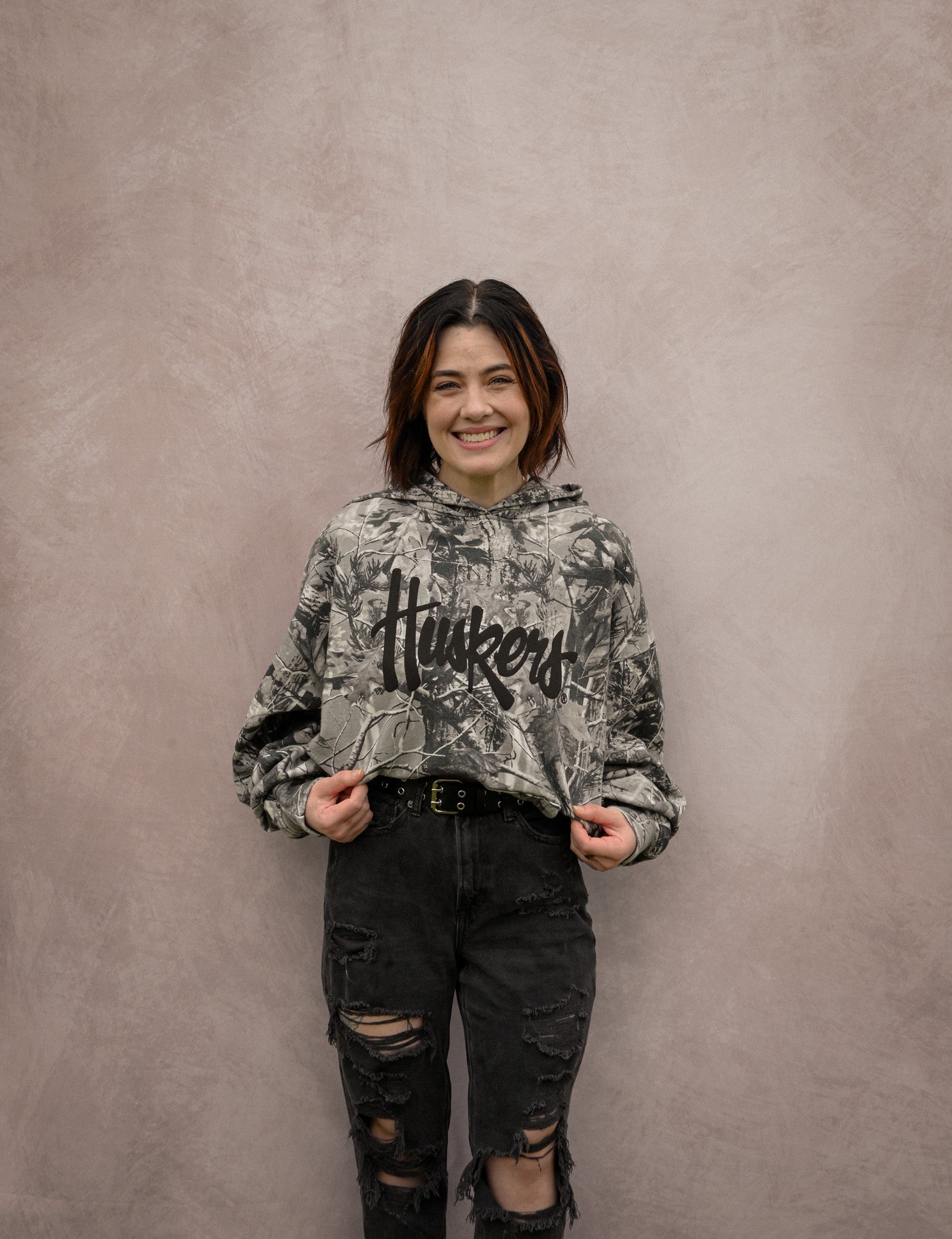 huskers grey camo hoodie