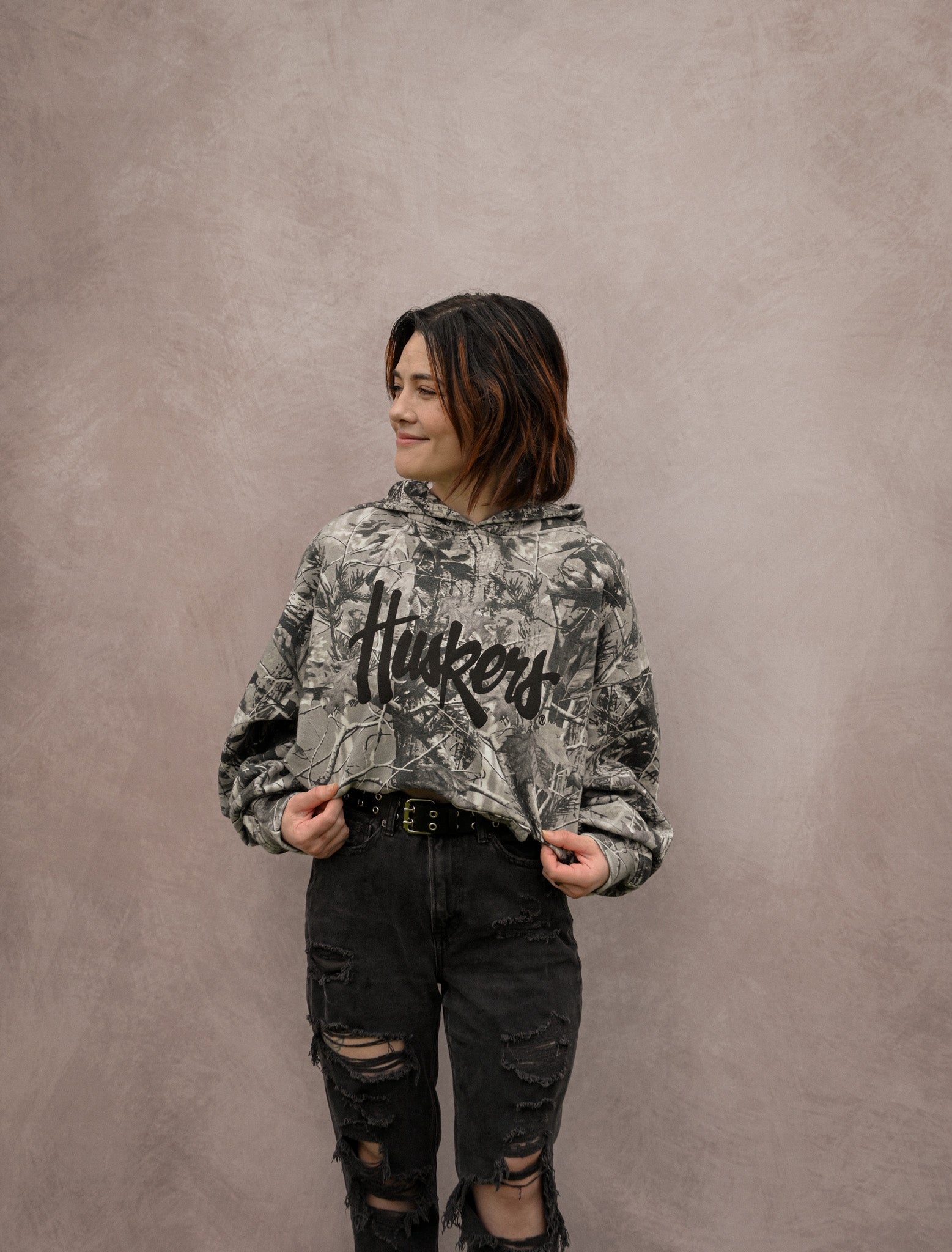 huskers grey camo hoodie