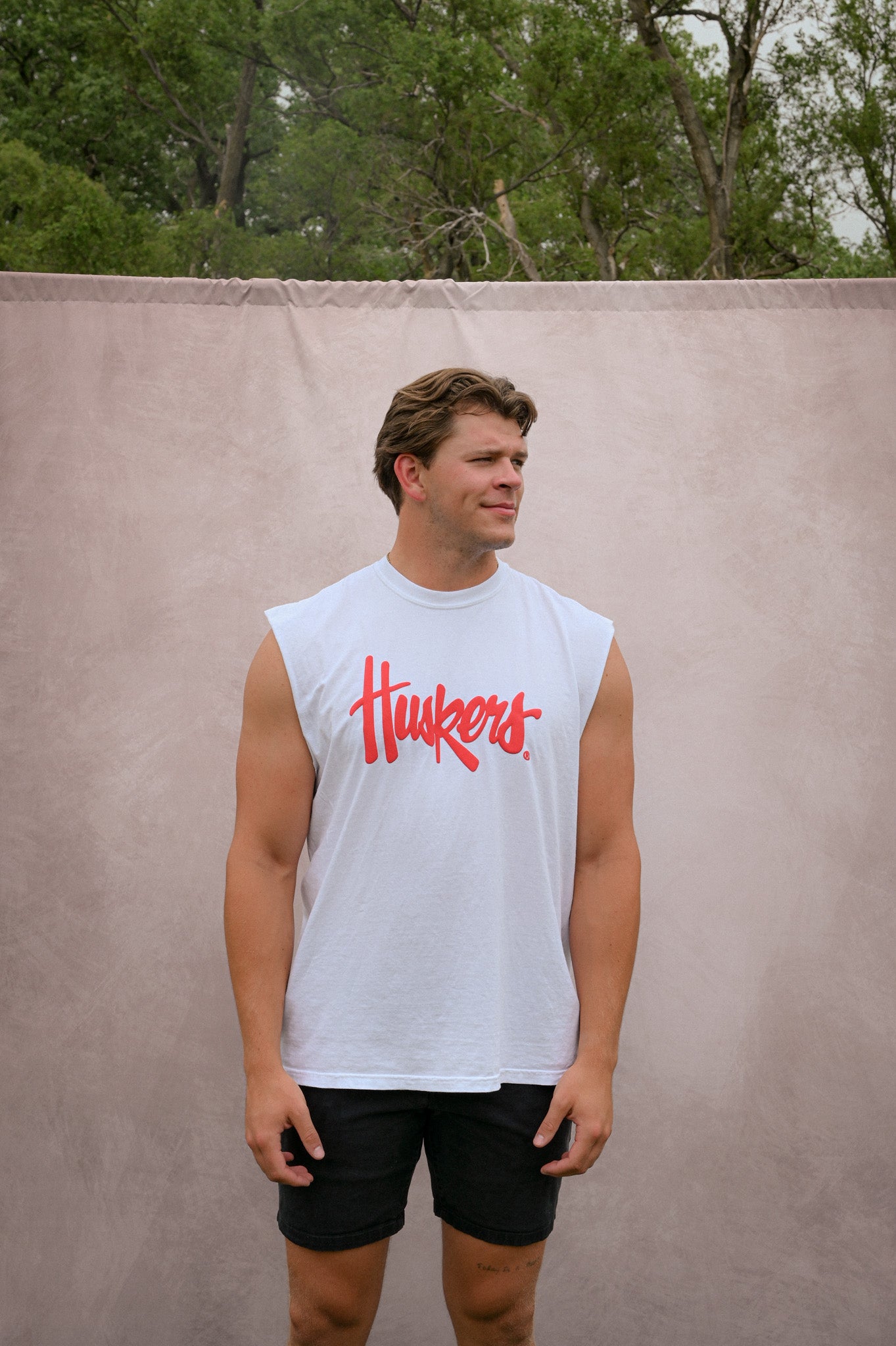 nebraska huskers white muscle tee