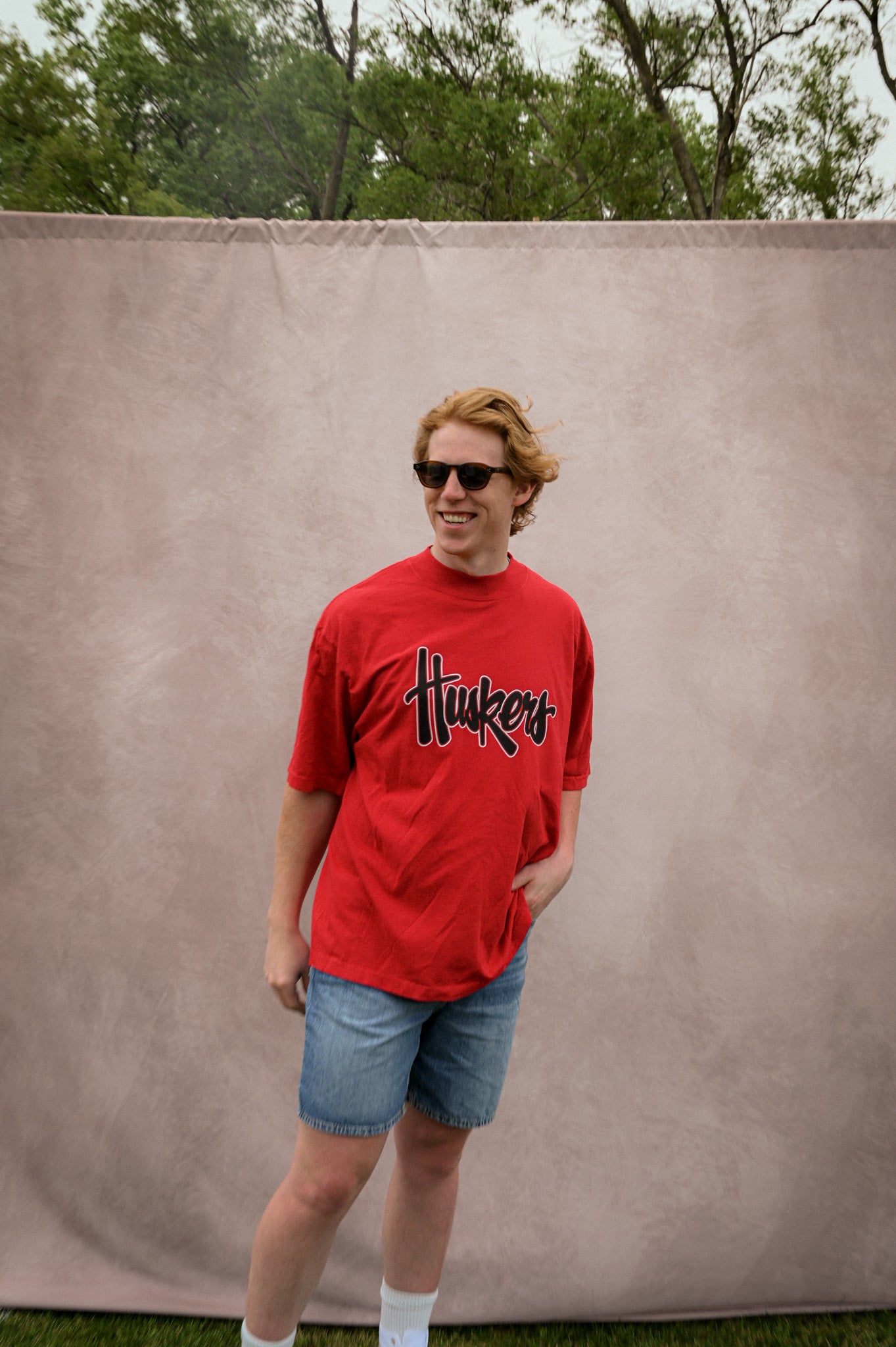 huskers mock neck tee