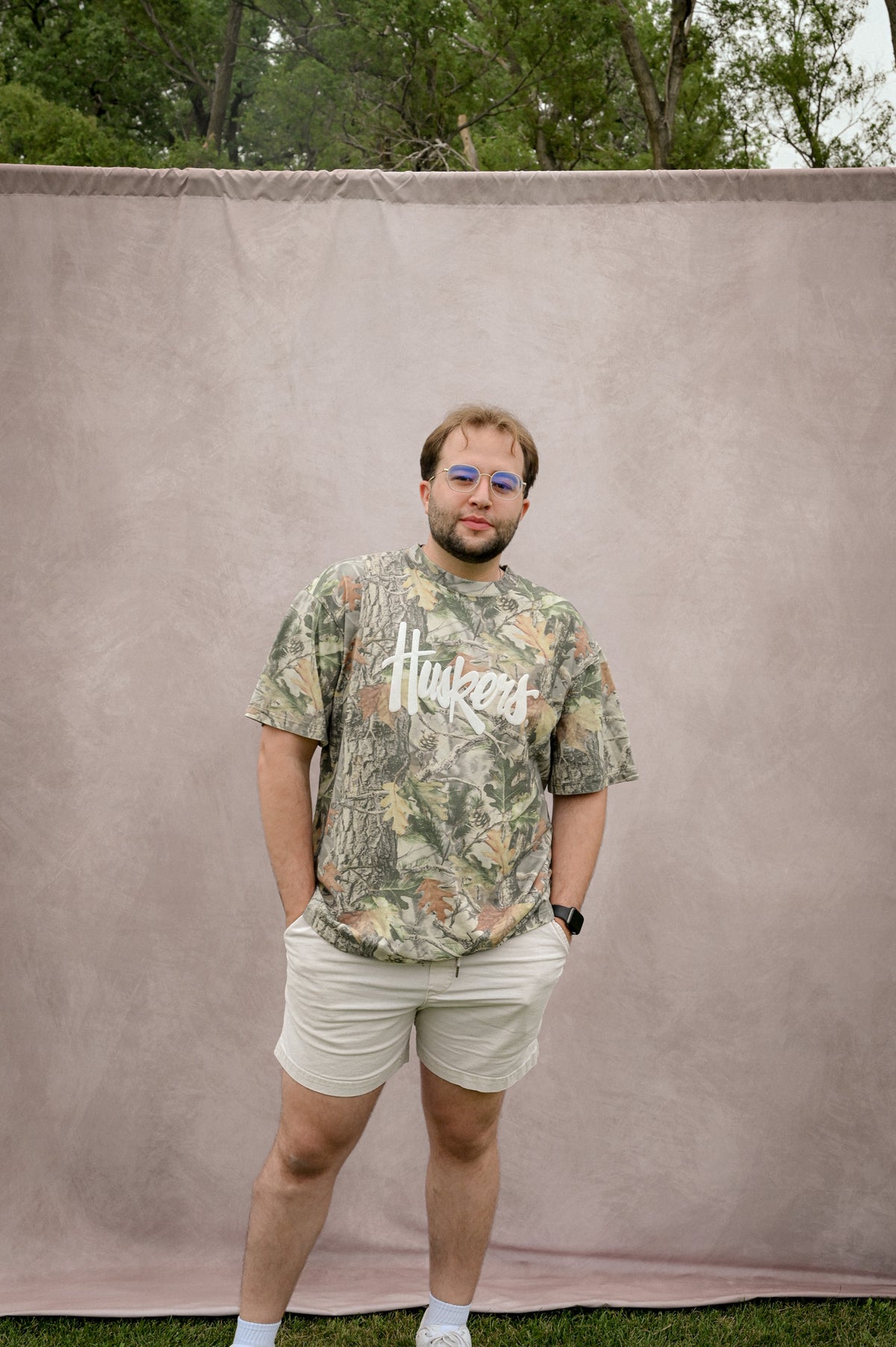 huskers green camo tee