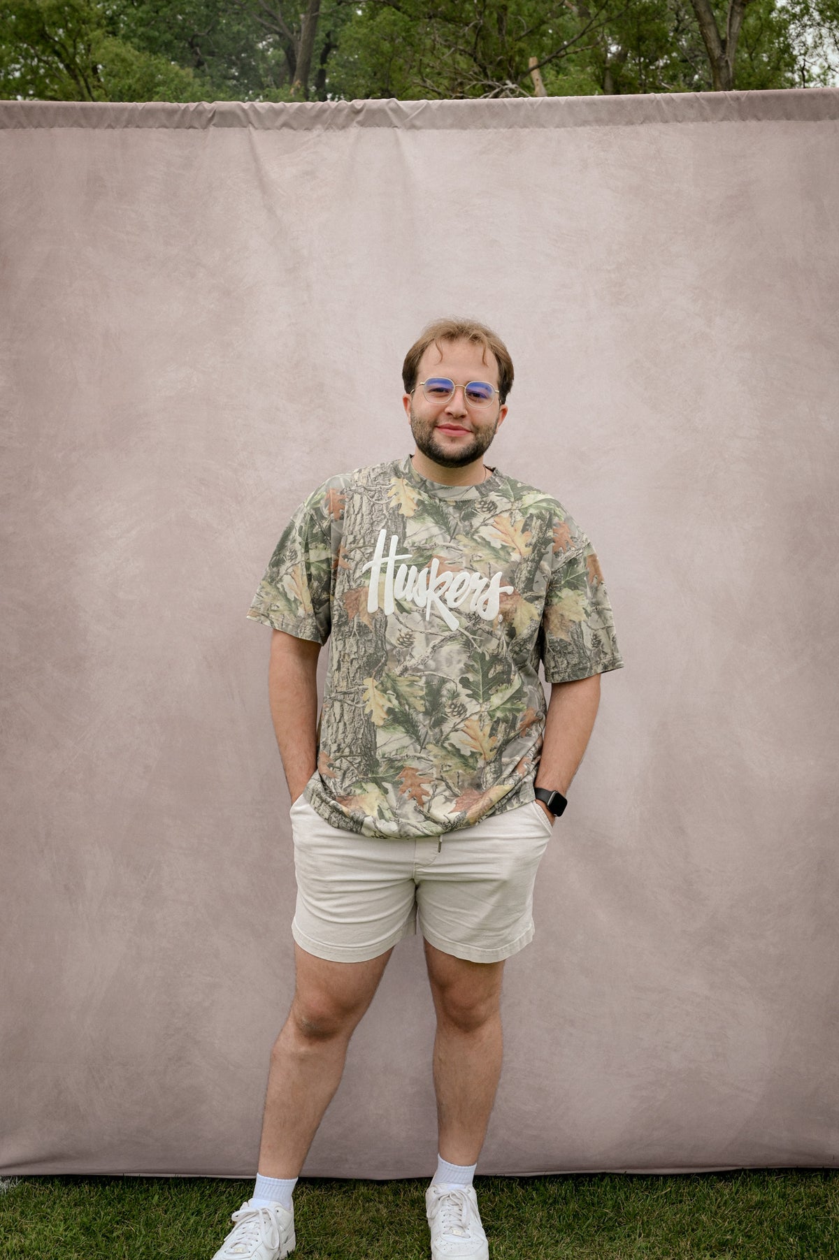 huskers green camo tee