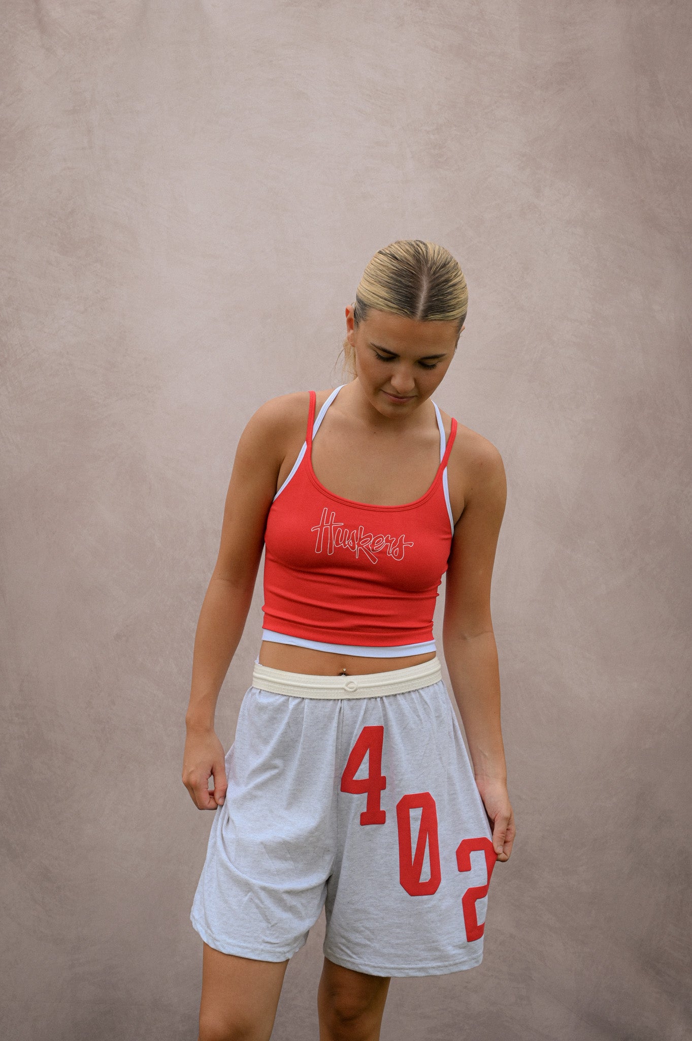 husker double layered crop tank