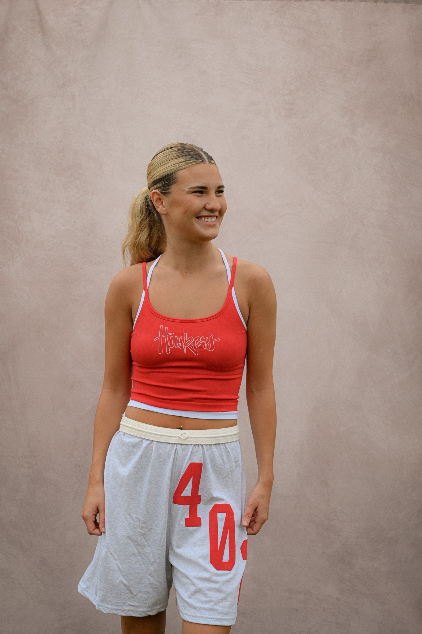 husker double layered crop tank
