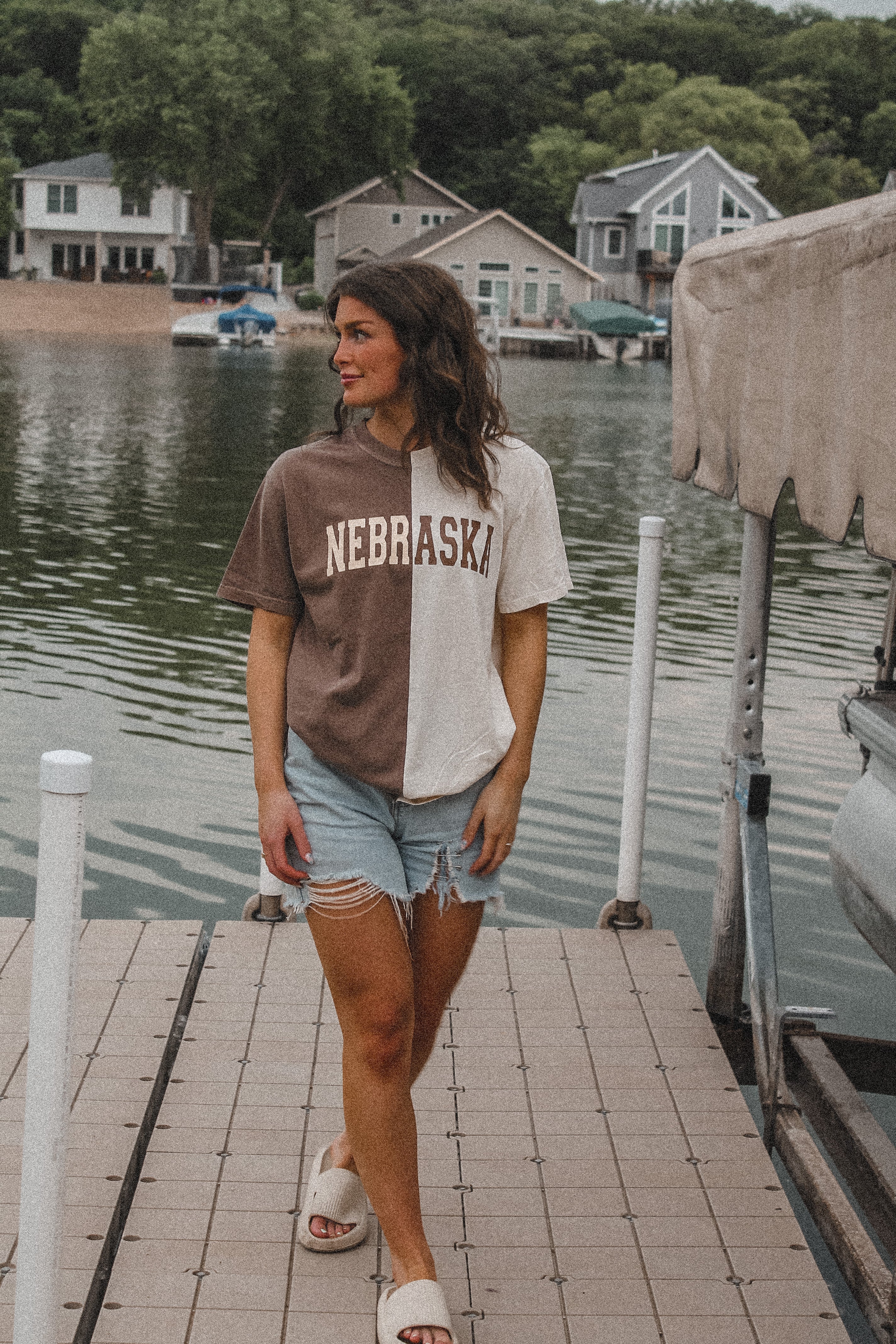 Nebraska Half and Half Tee - Brown